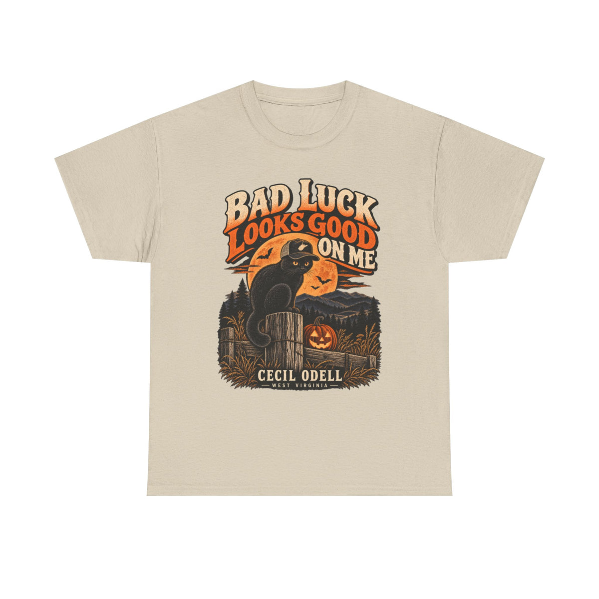 Bad Luck Looks Good on Me Halloween Tee | Cecil Odell