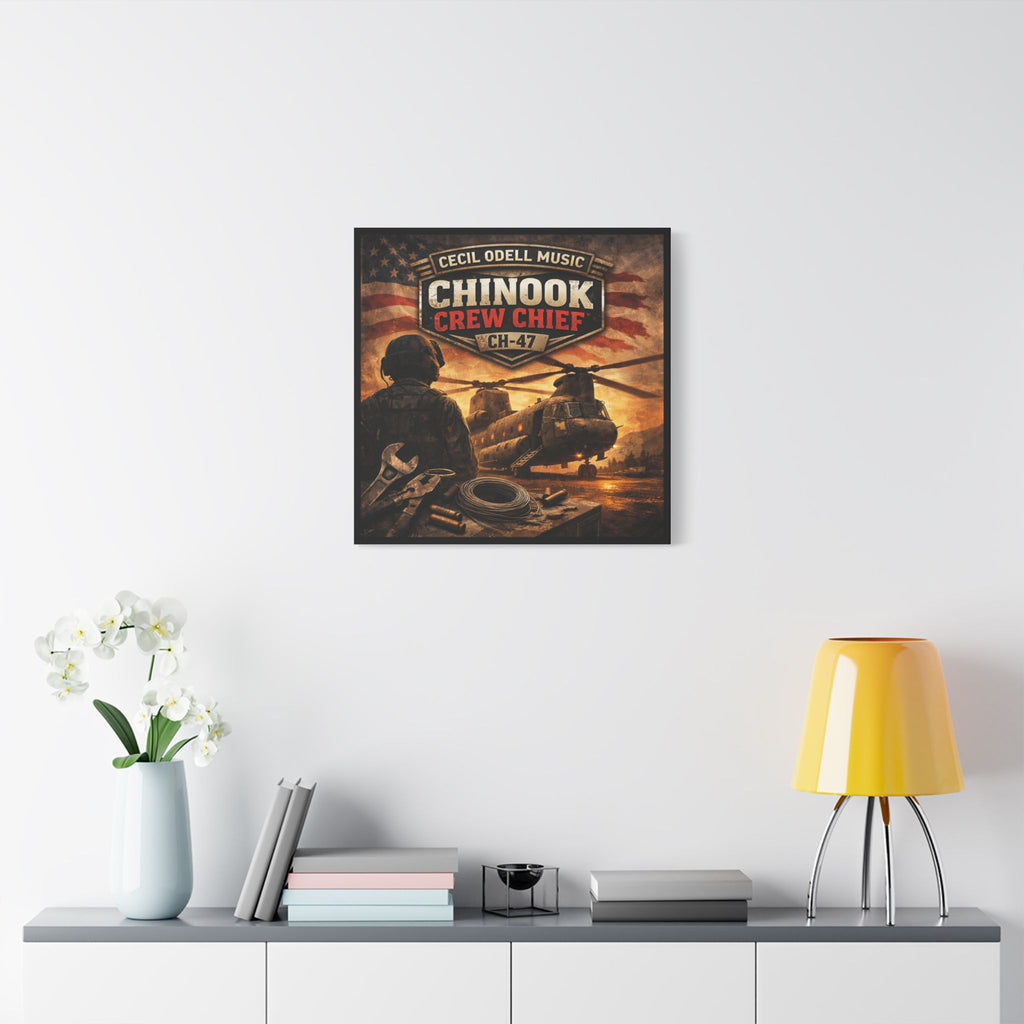 Chinook Crew Chief CH-47 Satin Stretched Canvas Wall Art