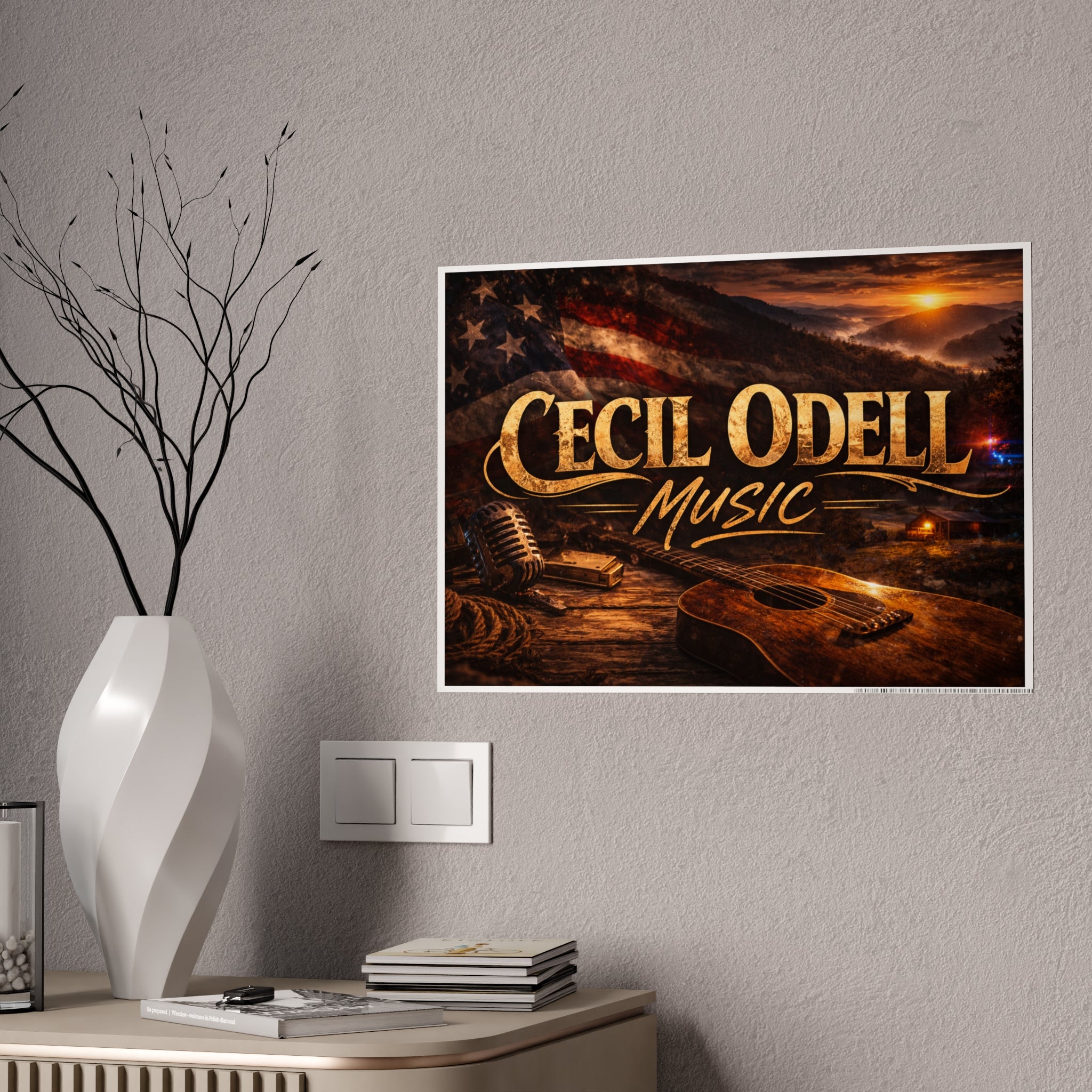 Cecil Odell Music Gloss Poster: Vintage Americana Guitar Wall Art