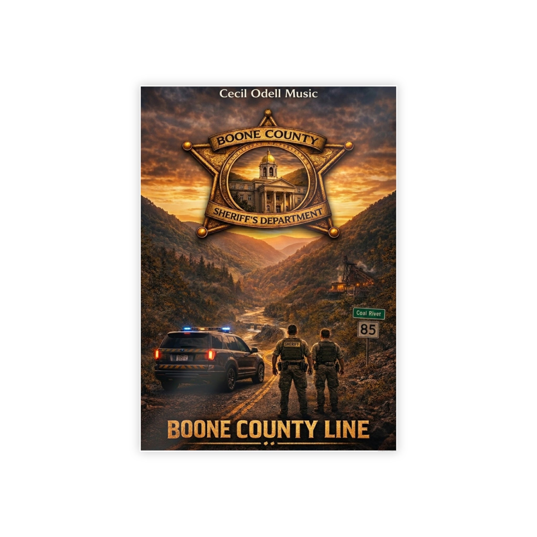 Boone County Line Gloss Poster — Sheriff Badge Landscape Art Print