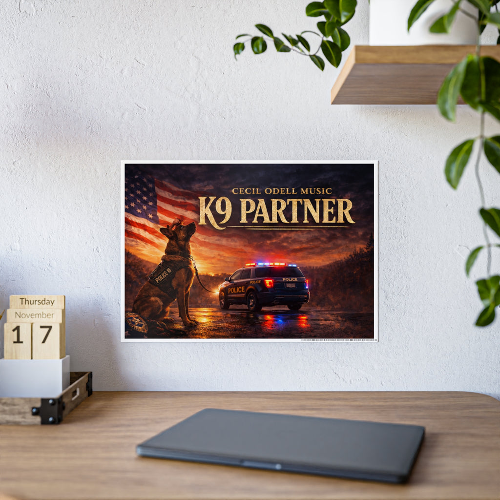 K9 Partner Gloss Poster: Patriotic Police K9 Tribute Wall Art