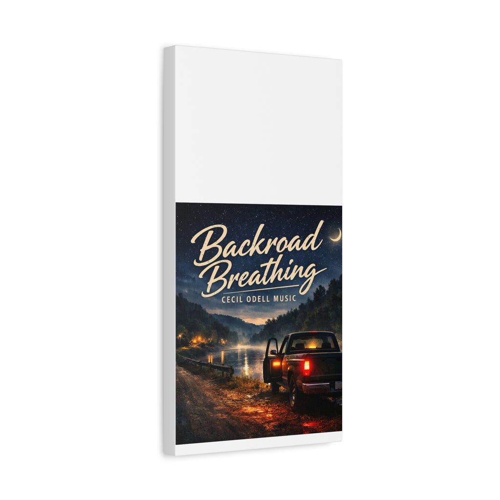 Backroad Breathing Matte Canvas Wall Art: Night Truck Landscape Music Print