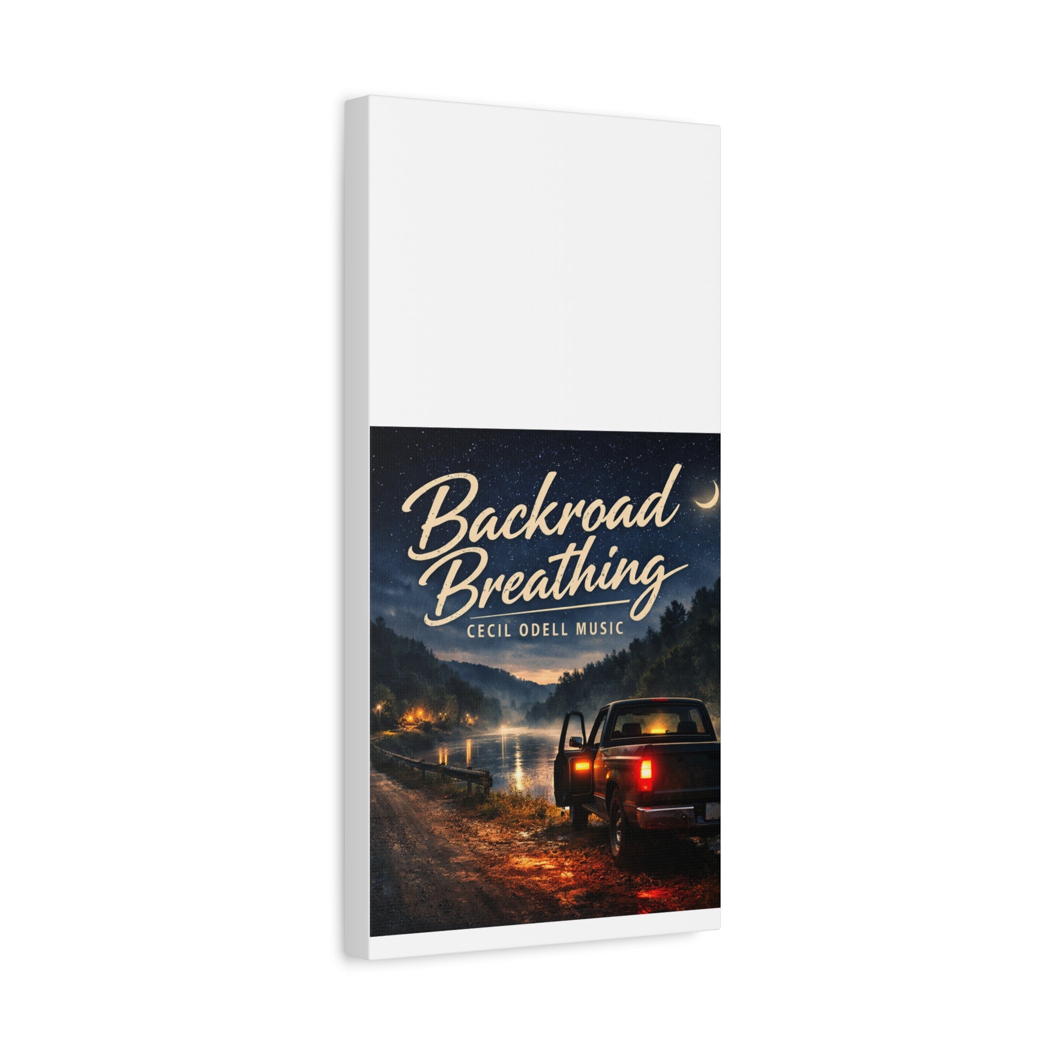 Backroad Breathing Matte Canvas Wall Art: Night Truck Landscape Music Print