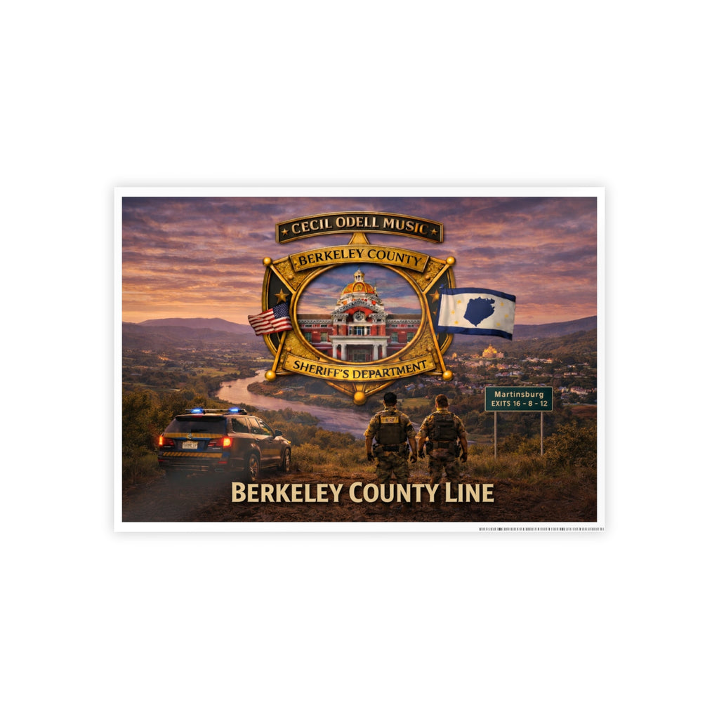 Berkeley County Line Gloss Poster: Sheriff’s Department Badge Scenic Tribute