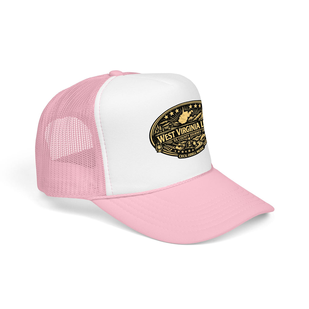 West Virginia Line Vintage Foam Trucker Hat: Rustic State Patch Cap