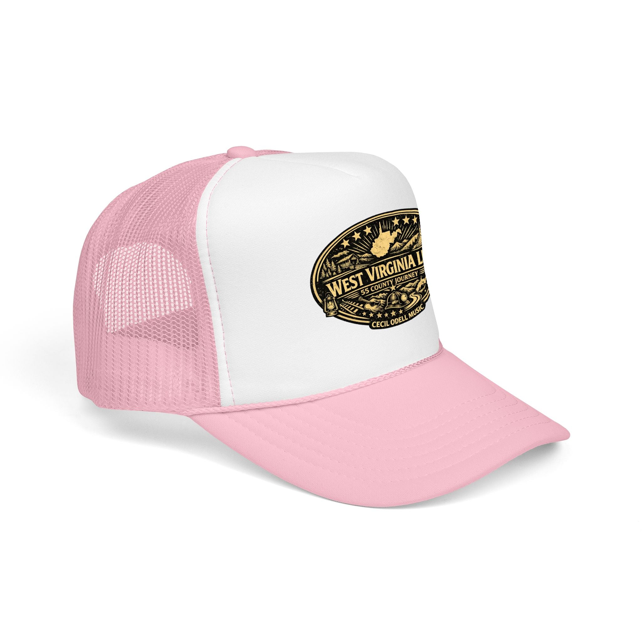 West Virginia Line Vintage Foam Trucker Hat: Rustic State Patch Cap