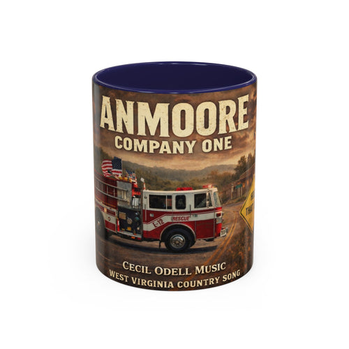 Anmoore Company One Firetruck Accent Coffee Mug: 'Hold That Line' West Virginia Country Music Tribute