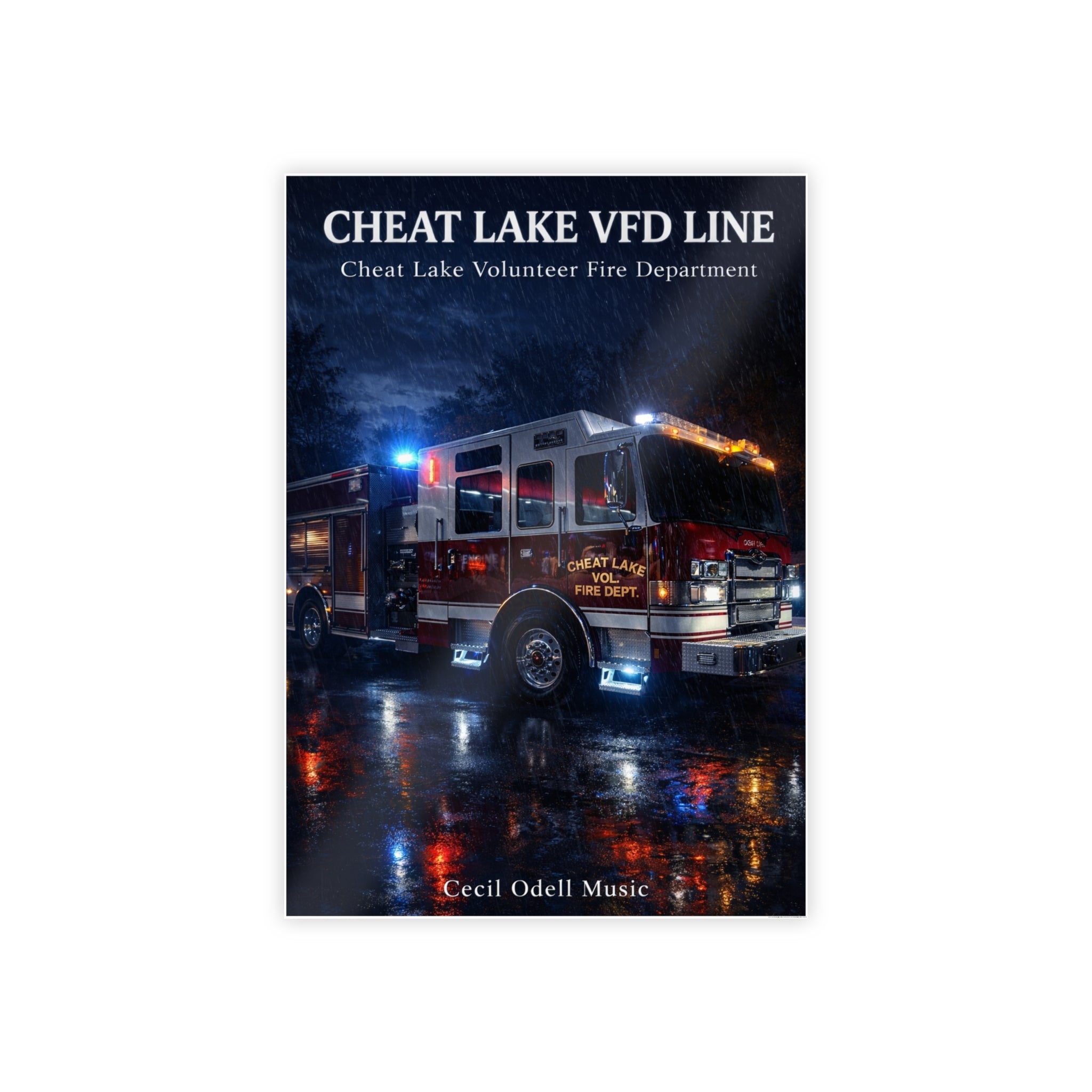 Cheat Lake VFD Line Poster: Volunteer Fire Department Gloss Print