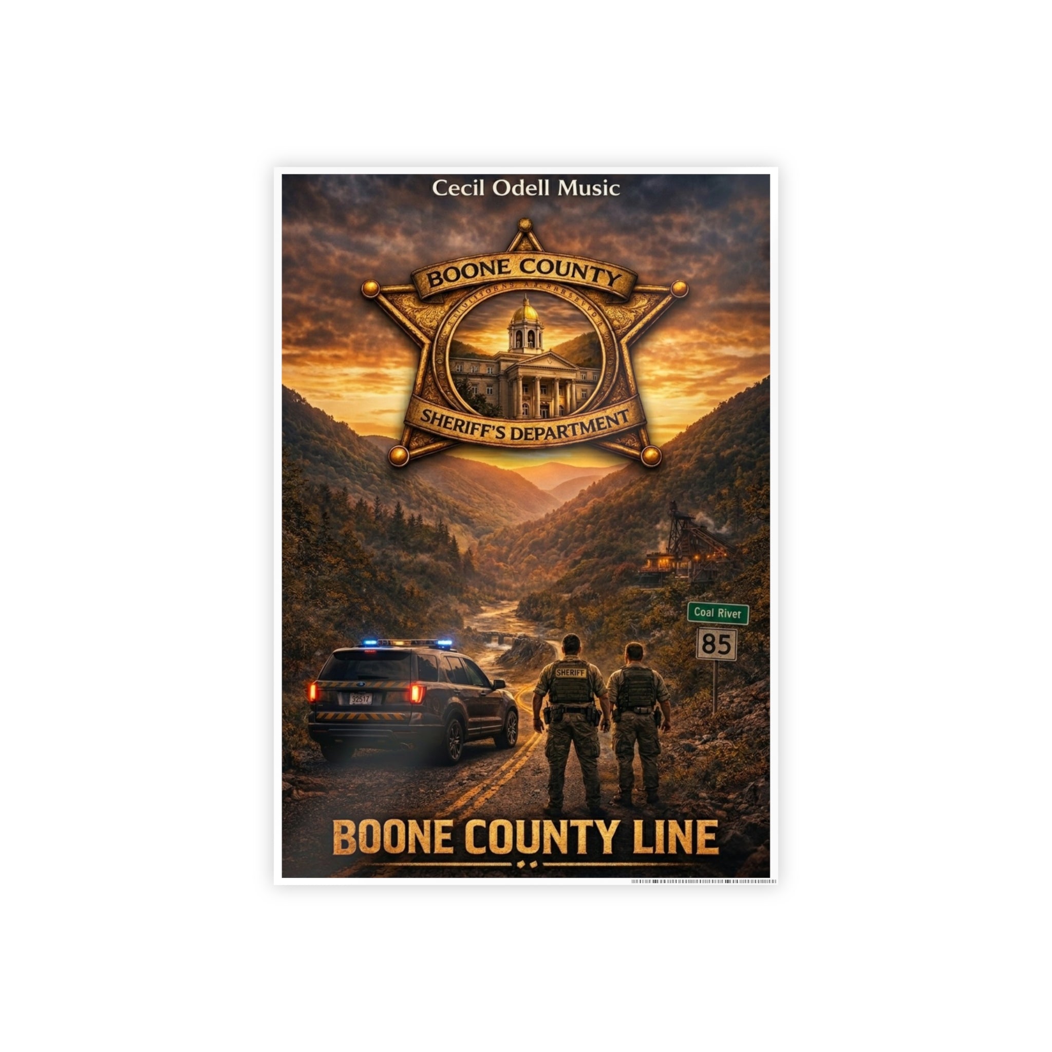 Boone County Line Gloss Poster — Sheriff Badge Landscape Art Print