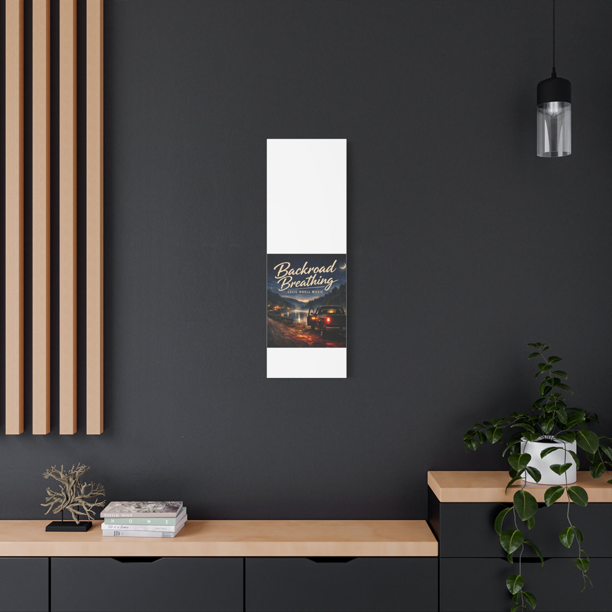 Backroad Breathing Matte Canvas Wall Art: Night Truck Landscape Music Print