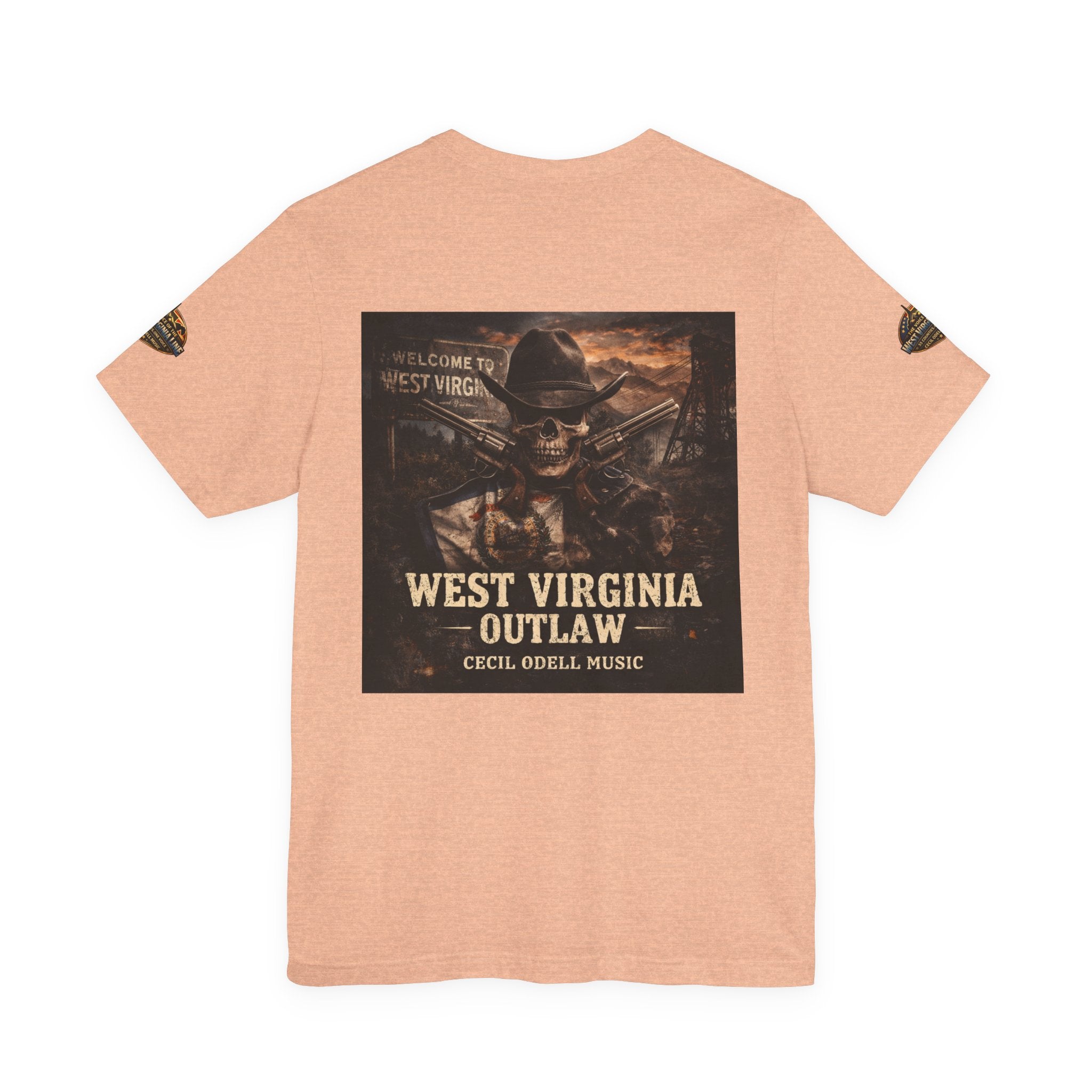 West Virginia Outlaw T-Shirt: Rustic Skull & Guns Country Graphic Tee