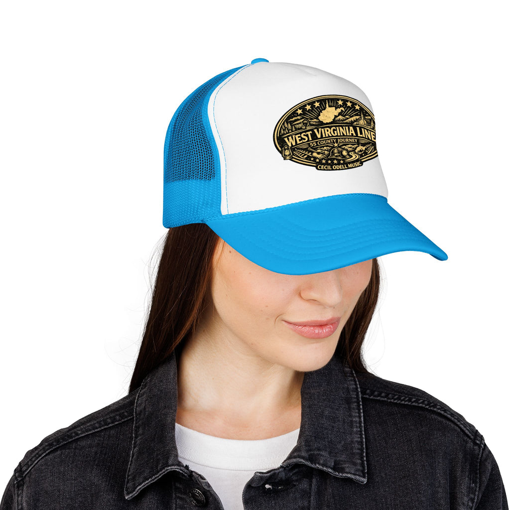 West Virginia Line Vintage Foam Trucker Hat: Rustic State Patch Cap