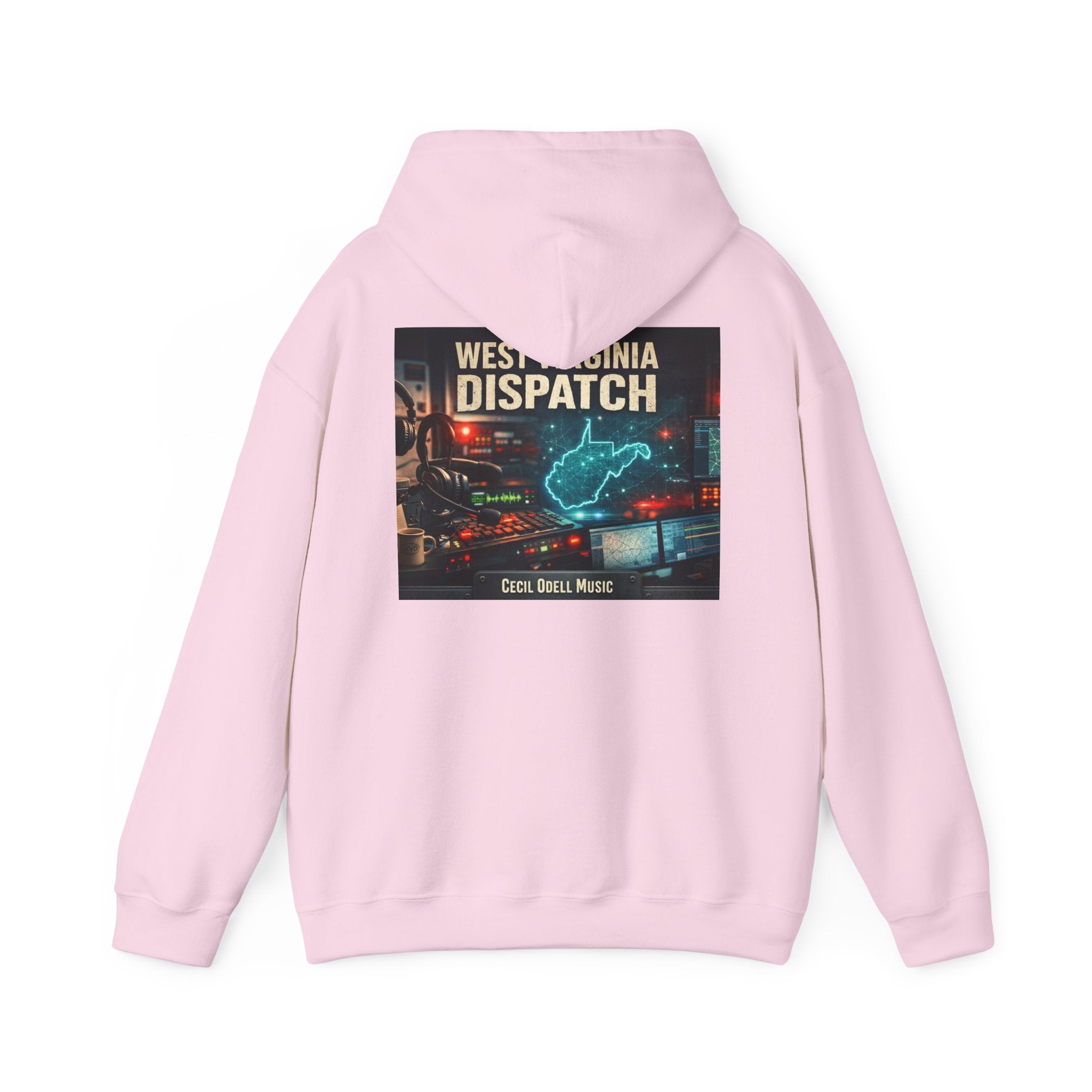West Virginia Dispatch Hoodie: Retro Neon State Map & Eagle Graphic