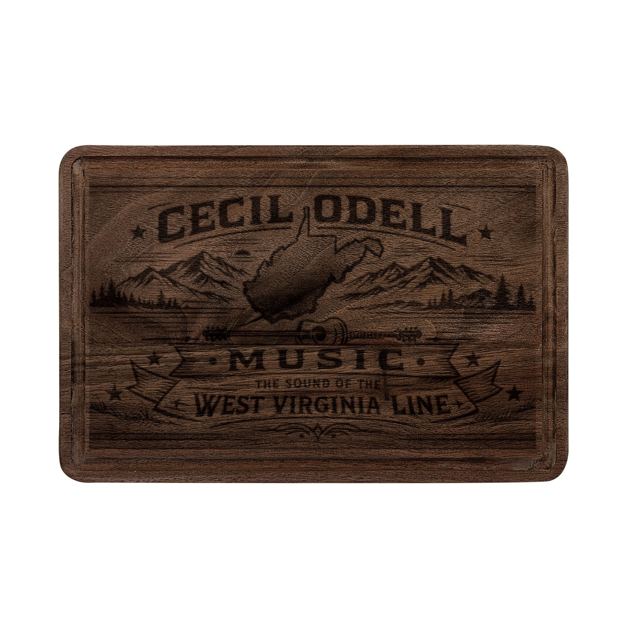 Engraved 'Cecil Odell Music - West Virginia Line' Wooden Cutting Board