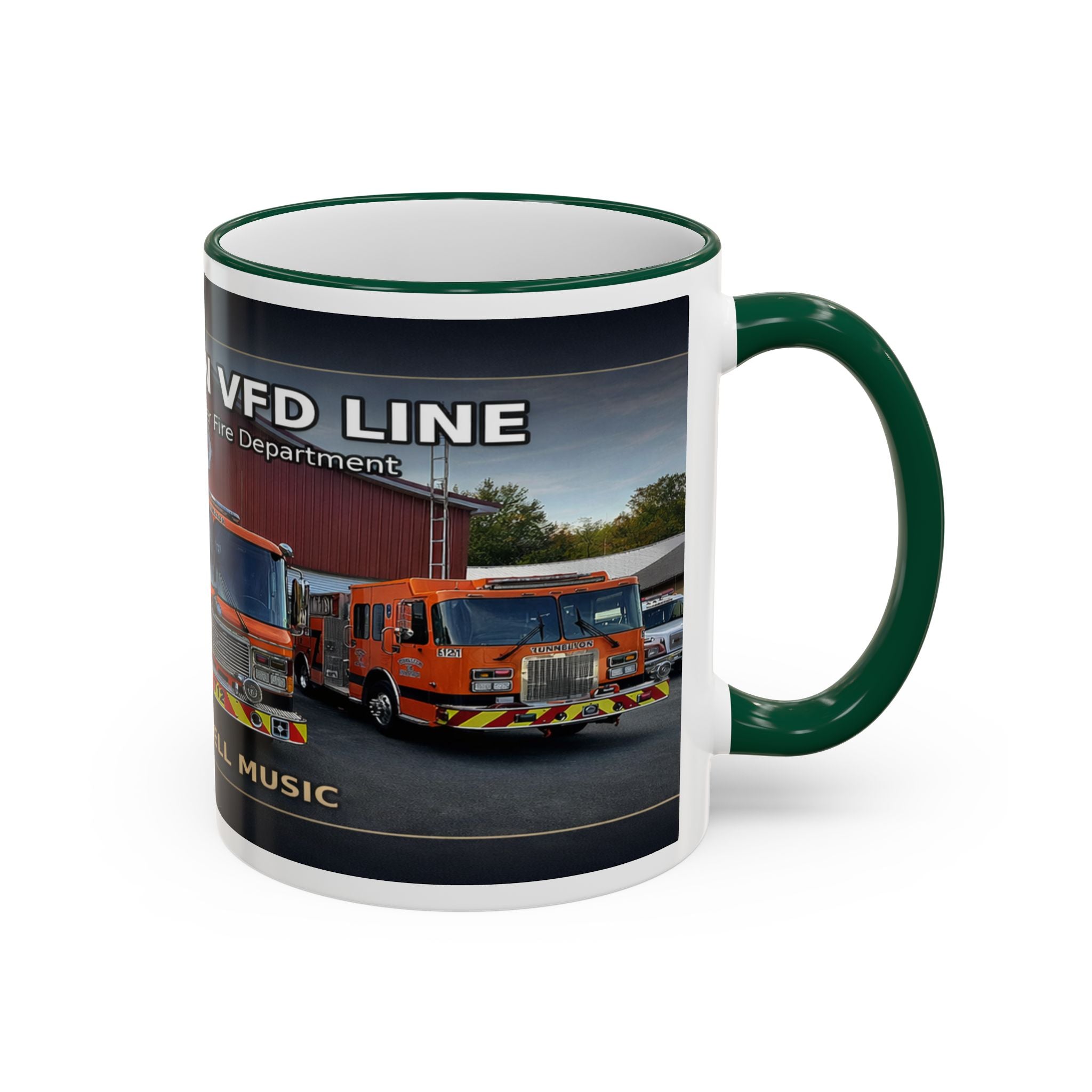 Fire Truck Photo Accent Rim Mug: "Cecil Odell Music" Volunteer Fire Department Tribute (11oz/15oz)