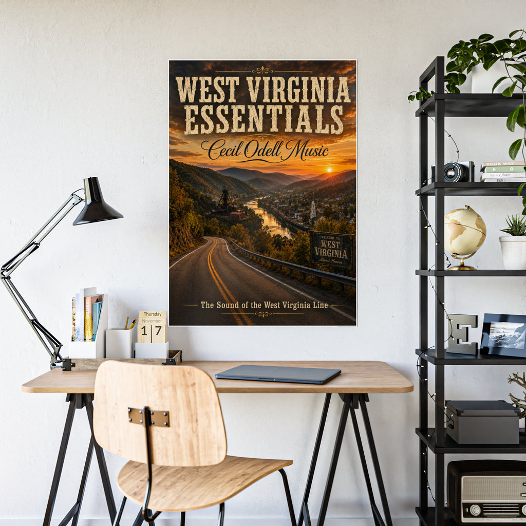 West Virginia Essentials Gloss Poster — Vintage Scenic State Music Print