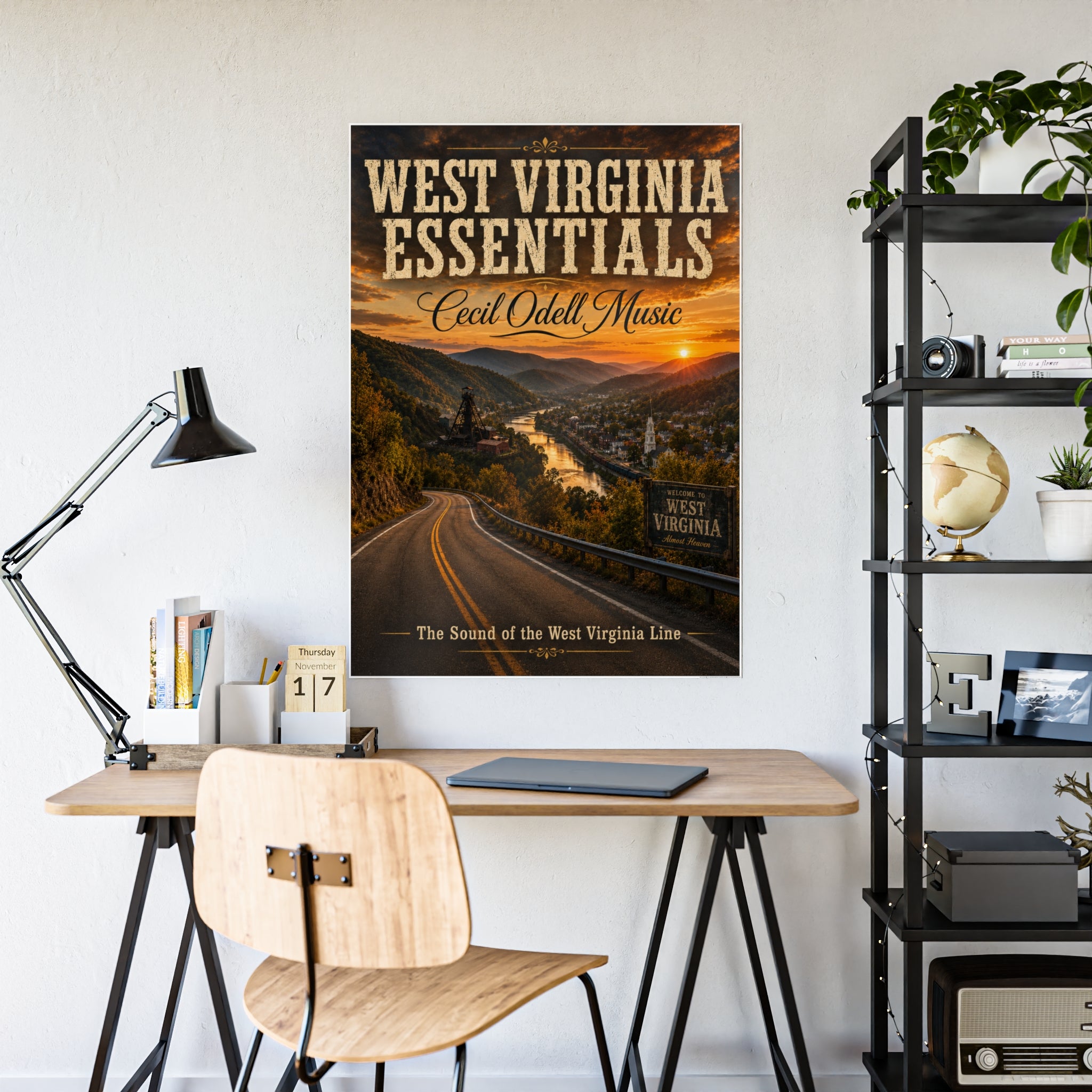 West Virginia Essentials Gloss Poster — Vintage Scenic State Music Print