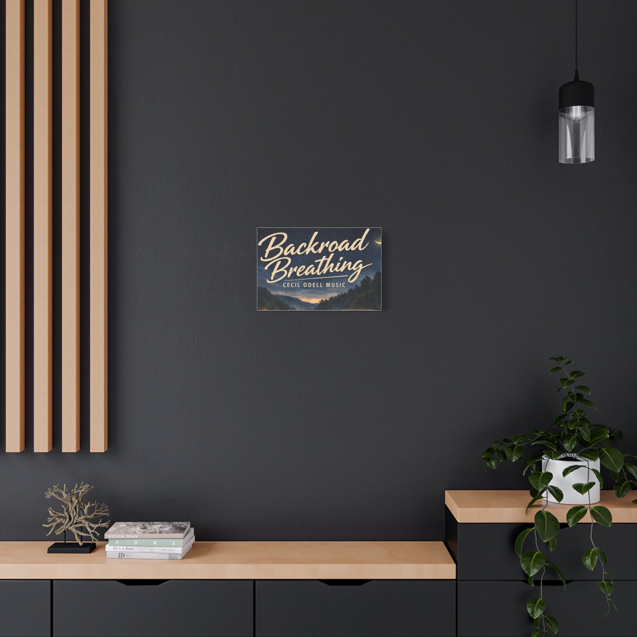 Backroad Breathing Matte Canvas Wall Art: Night Truck Landscape Music Print