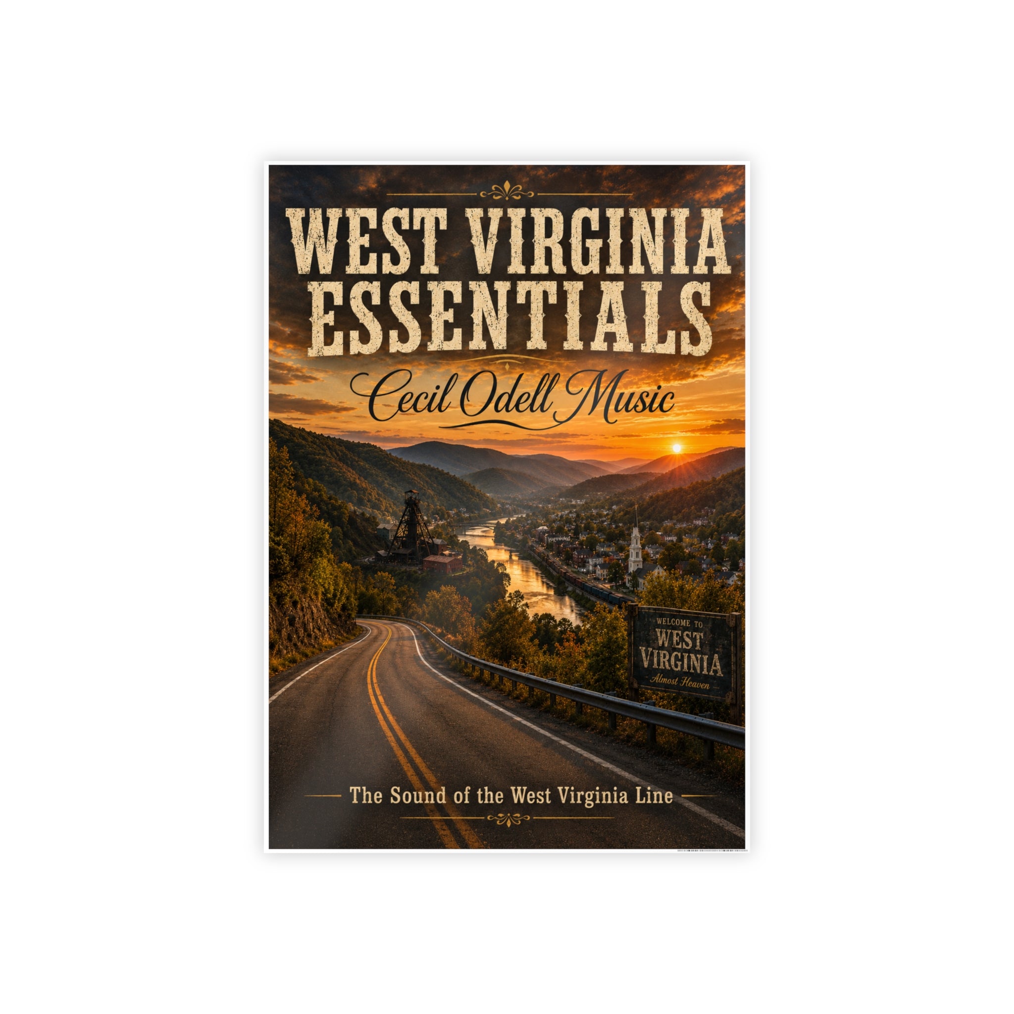 West Virginia Essentials Gloss Poster — Vintage Scenic State Music Print