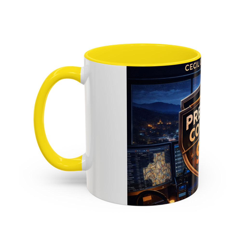 Preston County 911 Coffee Mug: Emergency Dispatch Badge Accent Mug