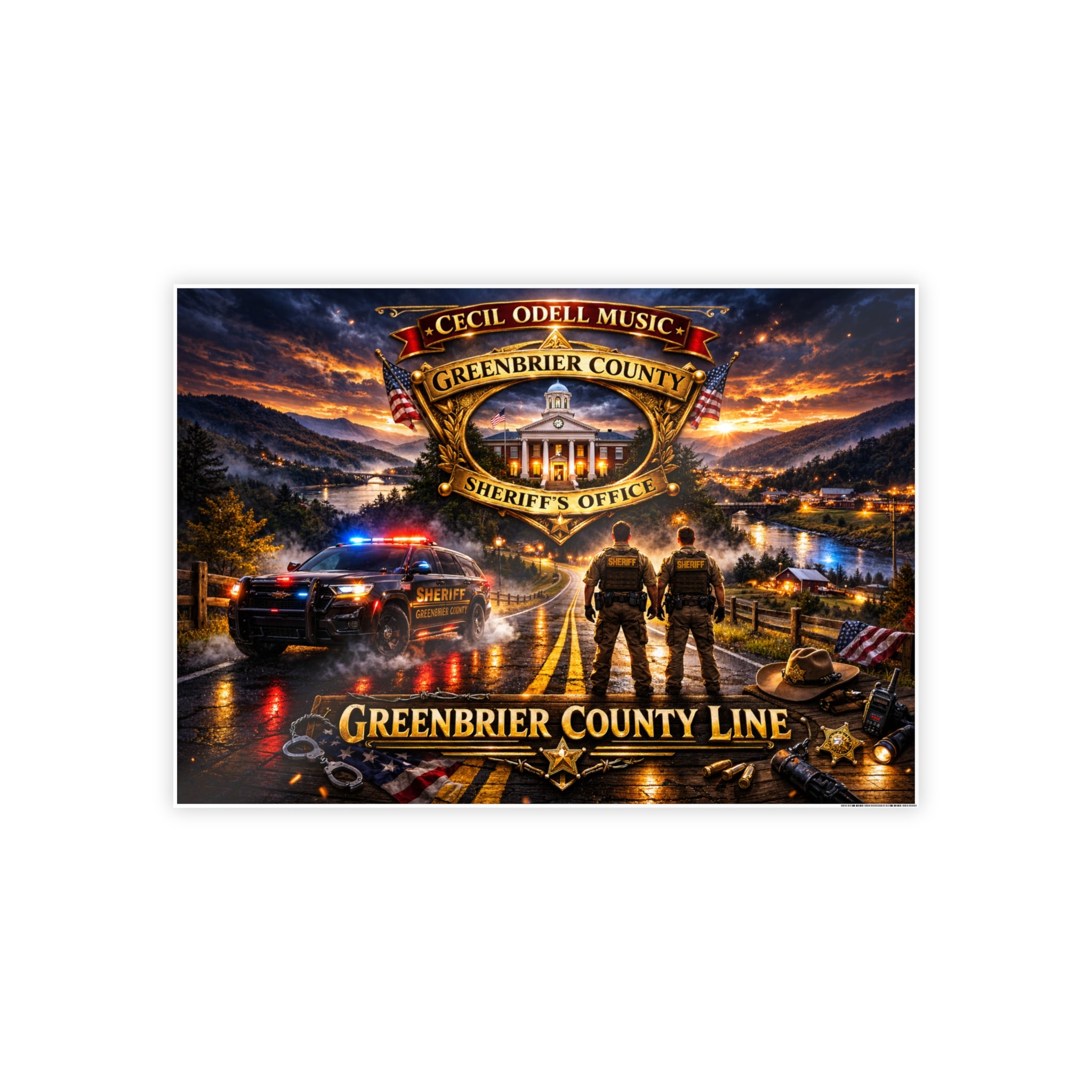 Greenbrier County Sheriff Poster: Gloss Police Tribute Wall Art