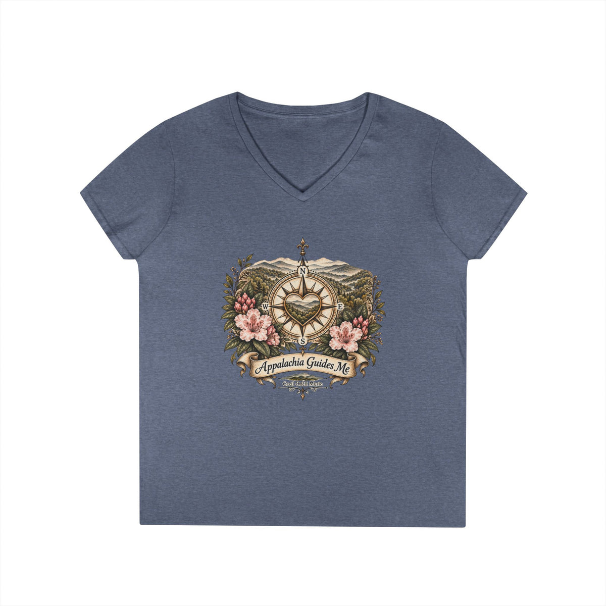 Appalachian Guide Floral Compass V-Neck Tee