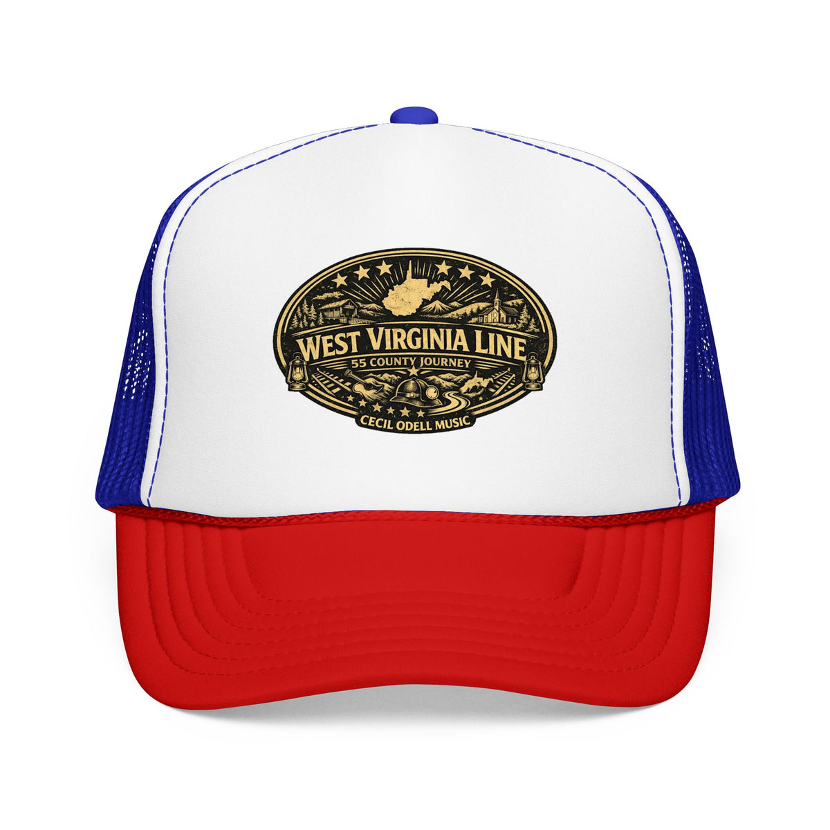 West Virginia Line Vintage Foam Trucker Hat: Rustic State Patch Cap