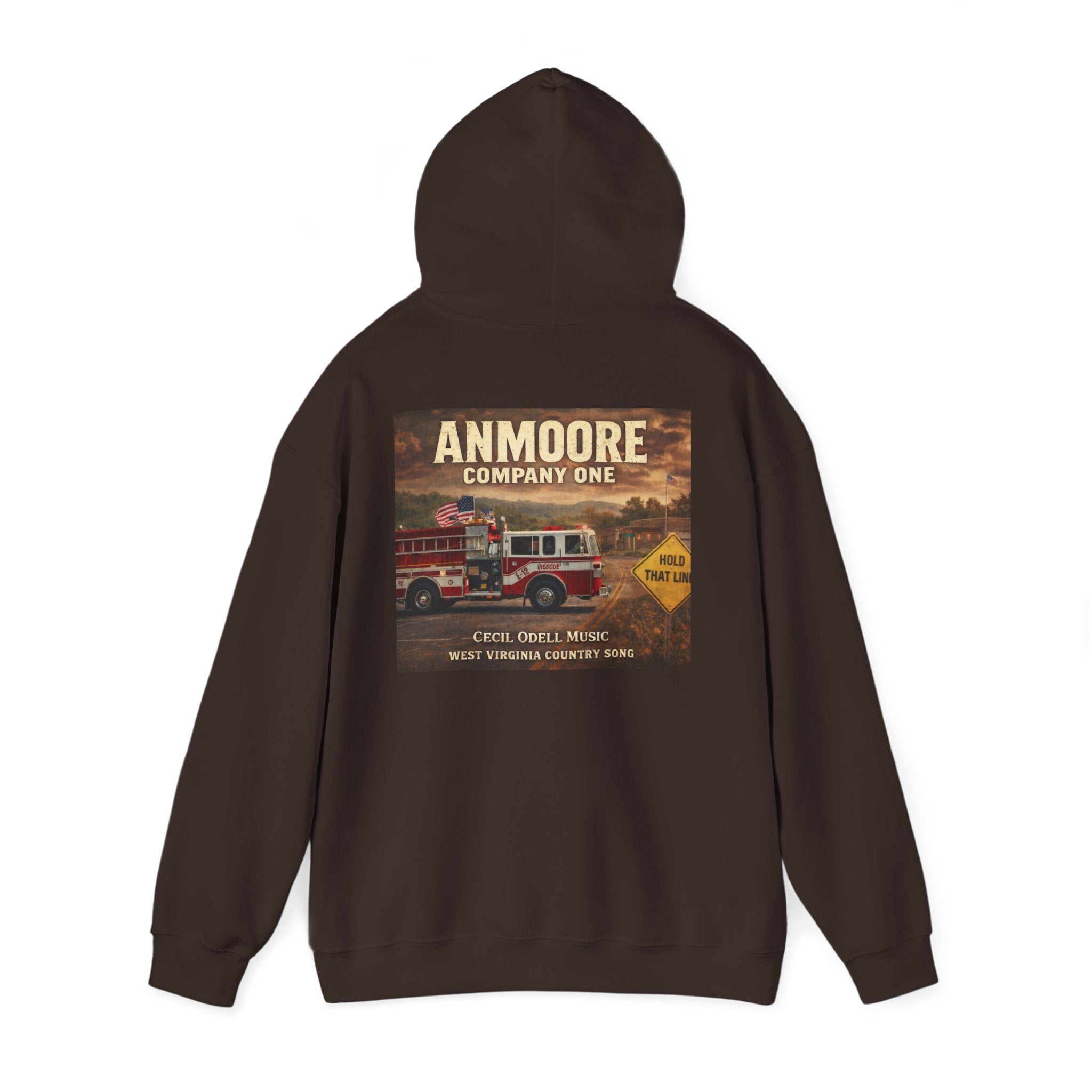 Firetruck Graphic Hoodie: Anmoore Company One Vintage Rescue Music Crewneck