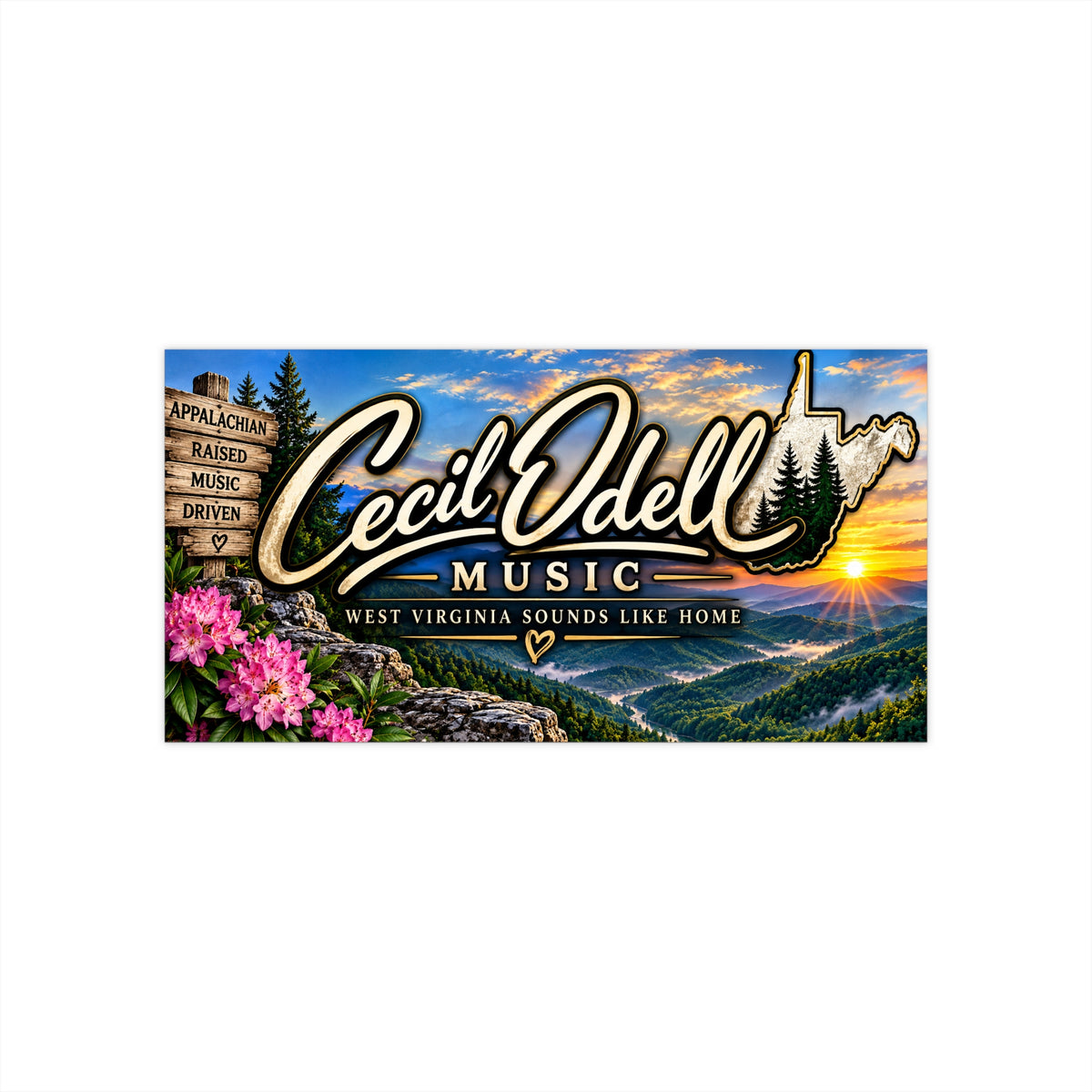Cecil Odell Music West Virginia Scenic Bumper Sticker
