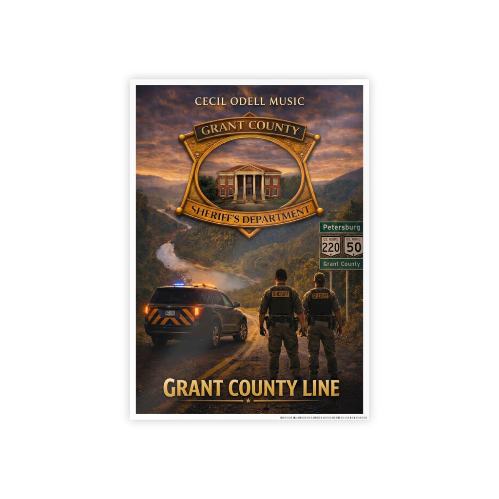 Grant County Line Gloss Poster: Sheriff Badge Scenic Wall Art