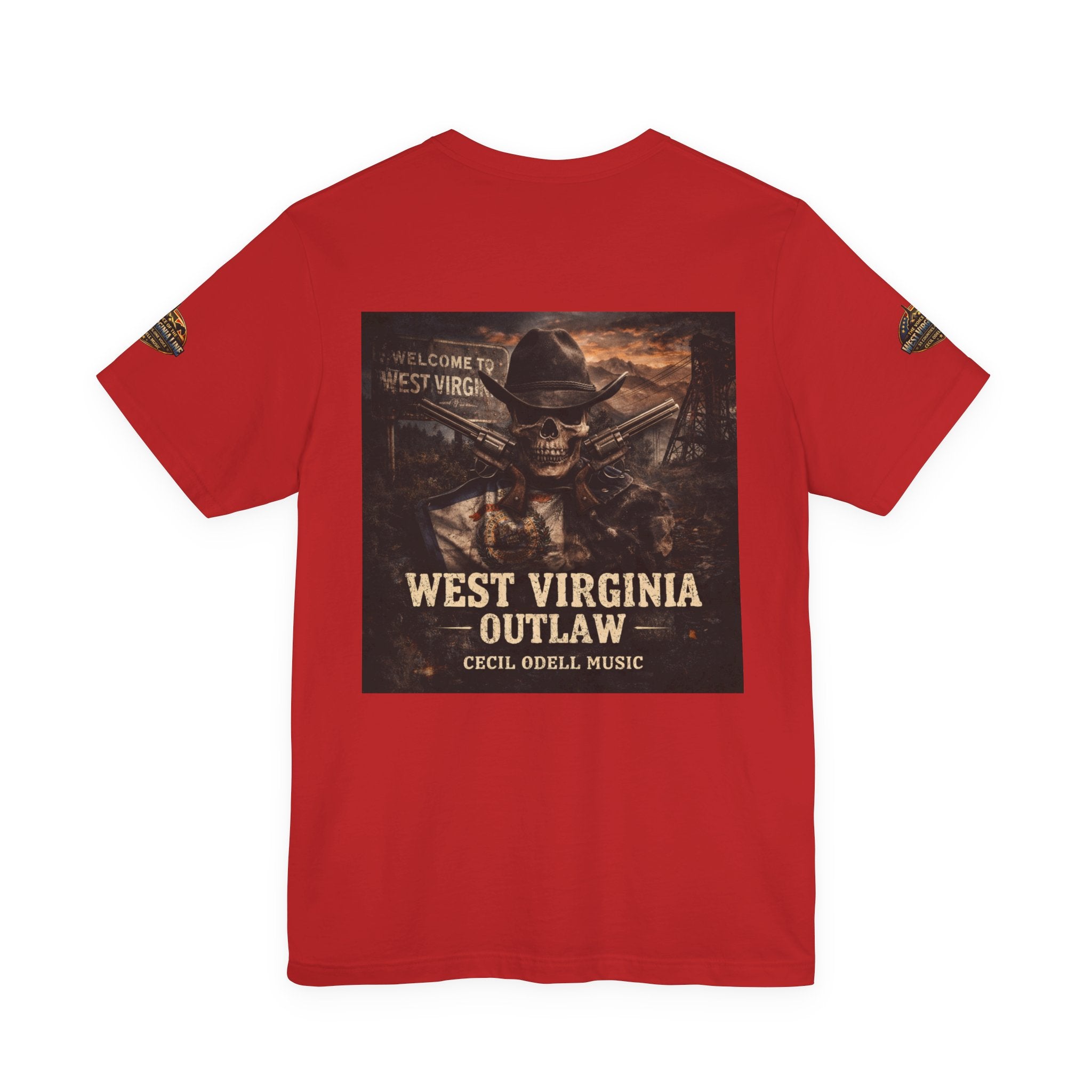 West Virginia Outlaw T-Shirt: Rustic Skull & Guns Country Graphic Tee