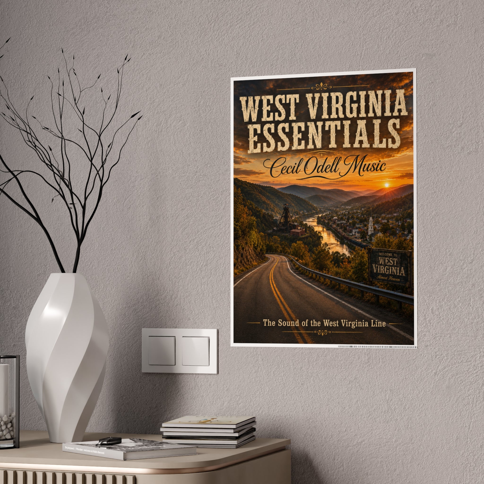 West Virginia Essentials Gloss Poster — Vintage Scenic State Music Print