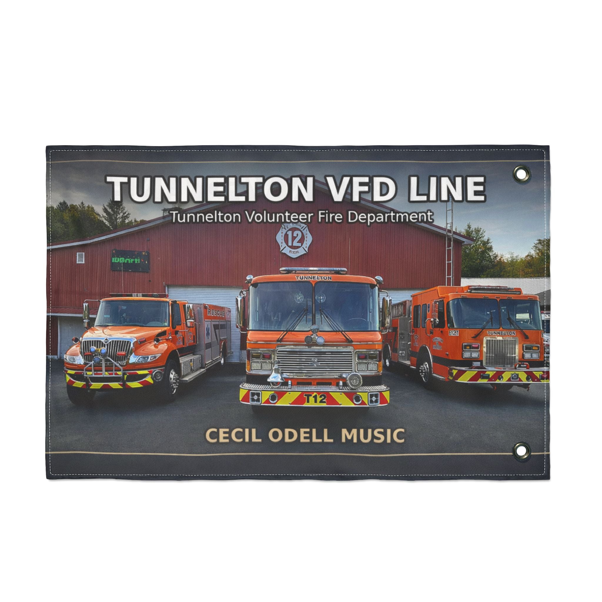 Tunnelton VFD Line Fire Truck Flag: Double-Sided Volunteer Fire Department Banner