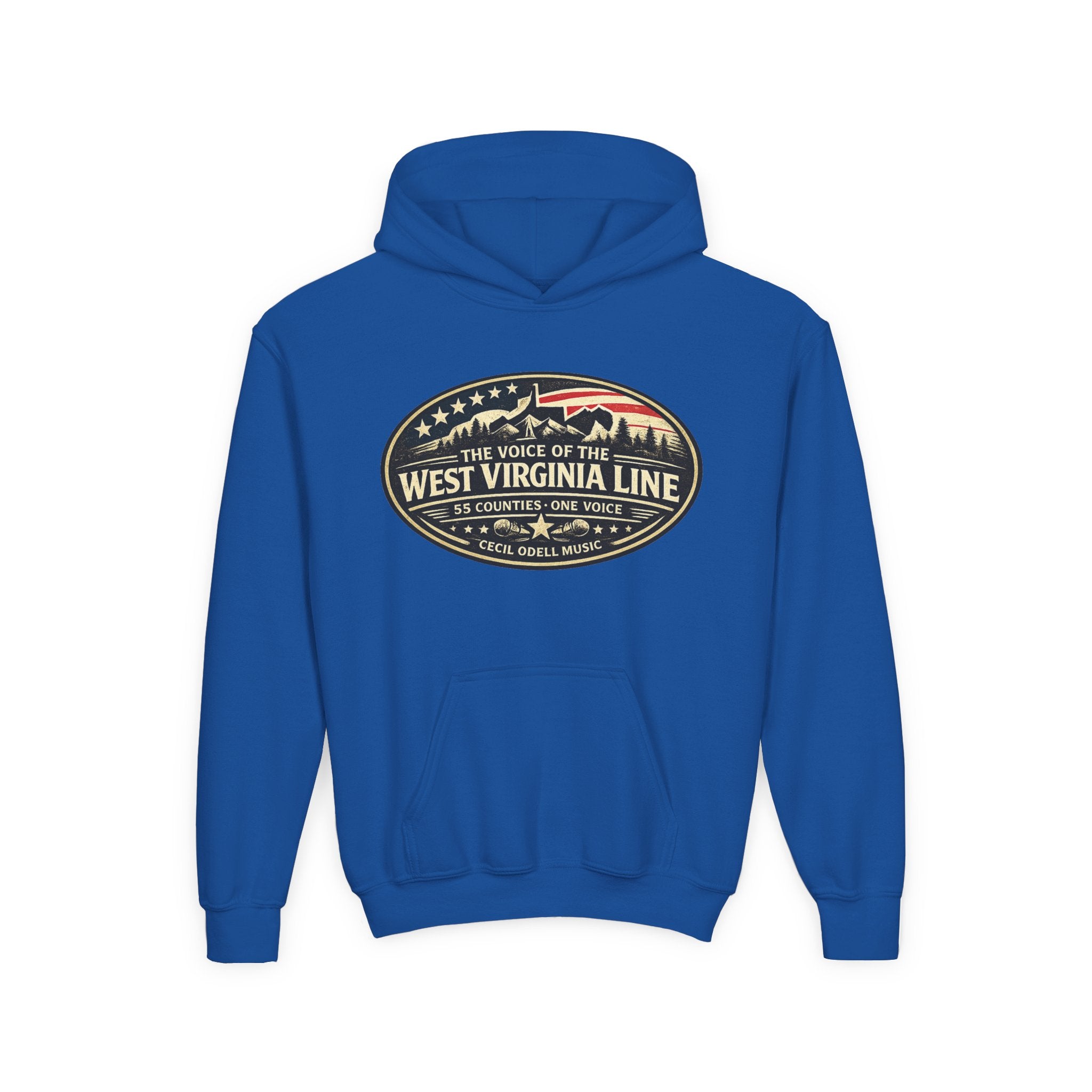 Youth Hoodie - '55 County Line' West Virginia Line Music Graphic Pullover