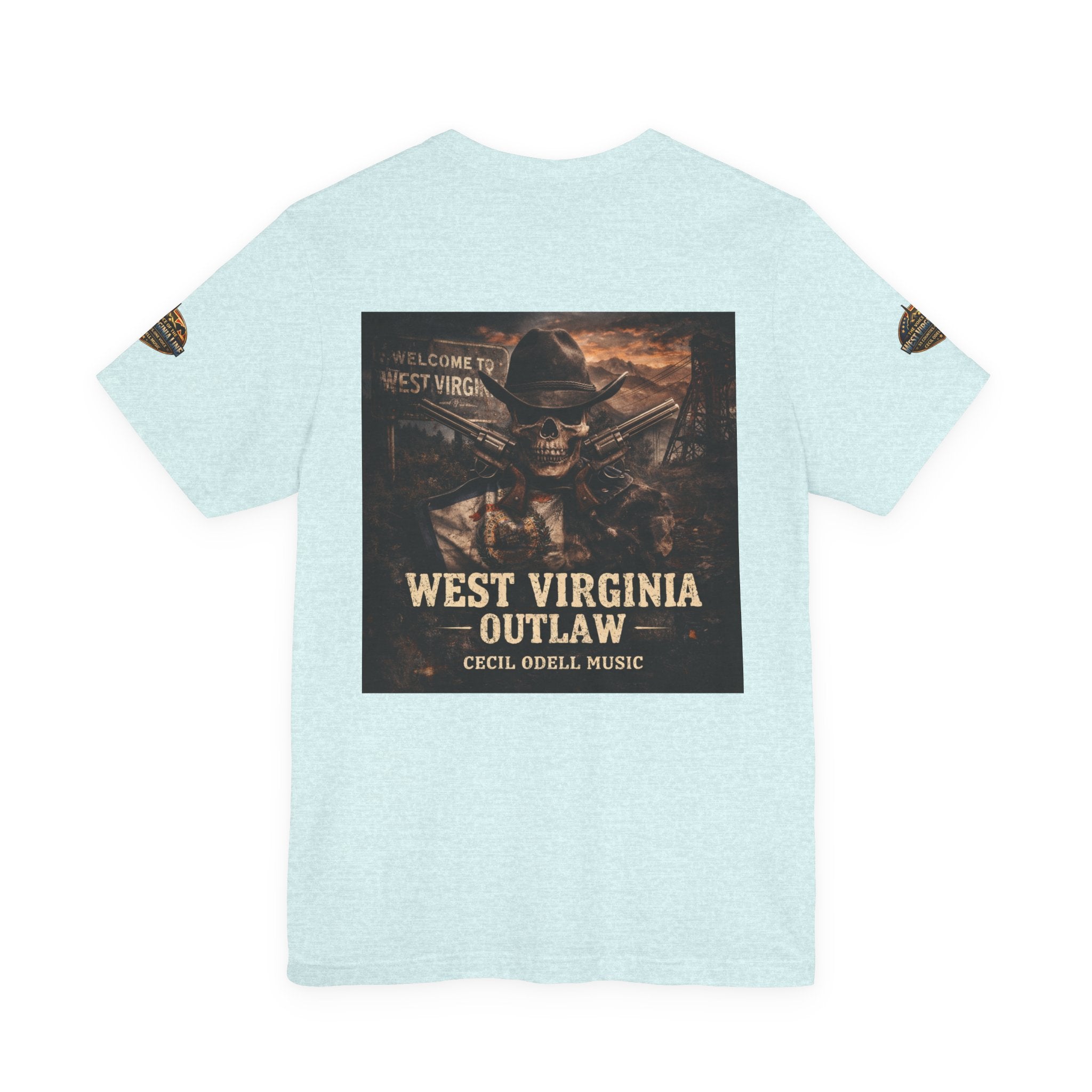 West Virginia Outlaw T-Shirt: Rustic Skull & Guns Country Graphic Tee