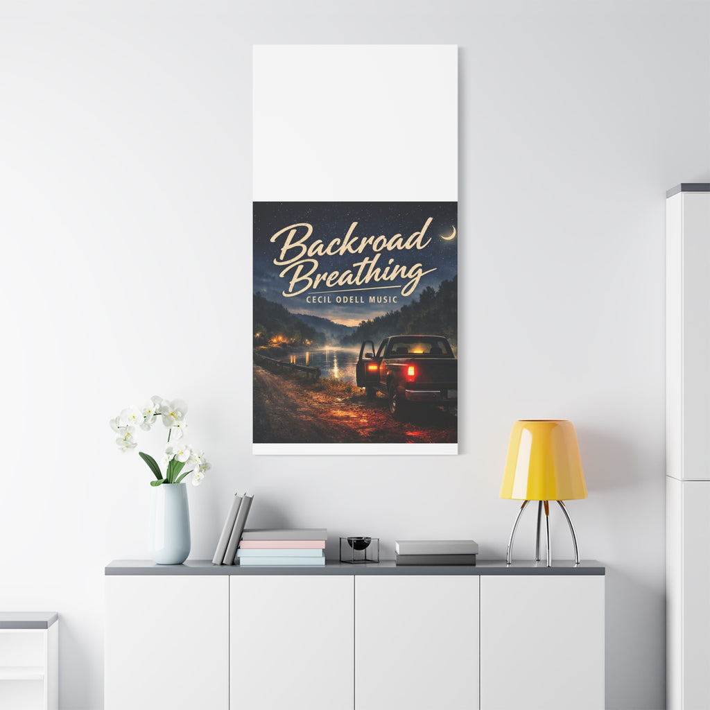Backroad Breathing Matte Canvas Wall Art: Night Truck Landscape Music Print