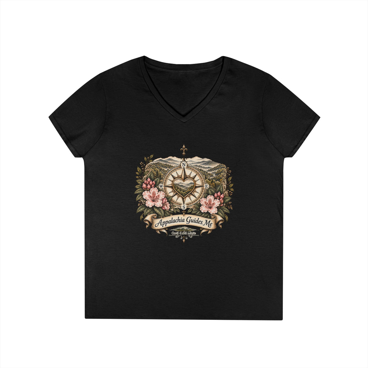 Appalachian Guide Floral Compass V-Neck Tee