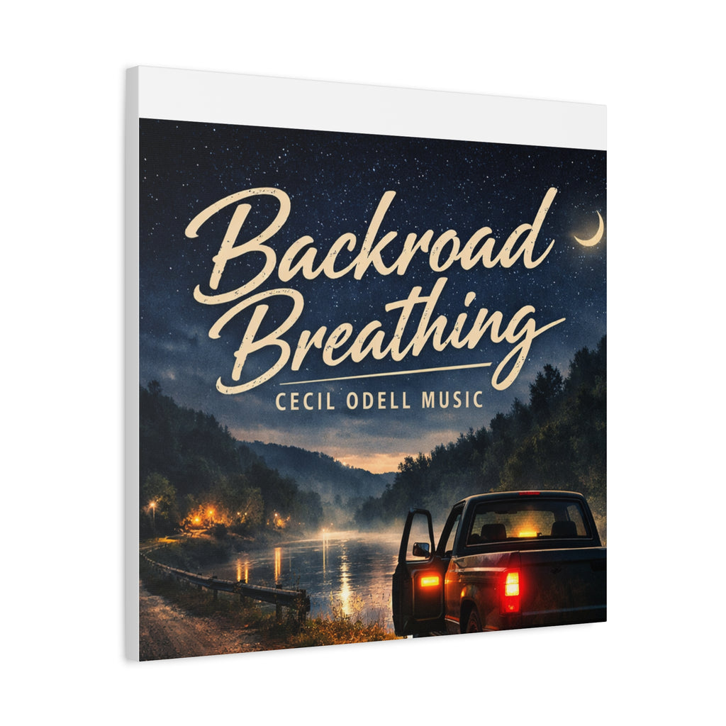 Backroad Breathing Matte Canvas Wall Art: Night Truck Landscape Music Print