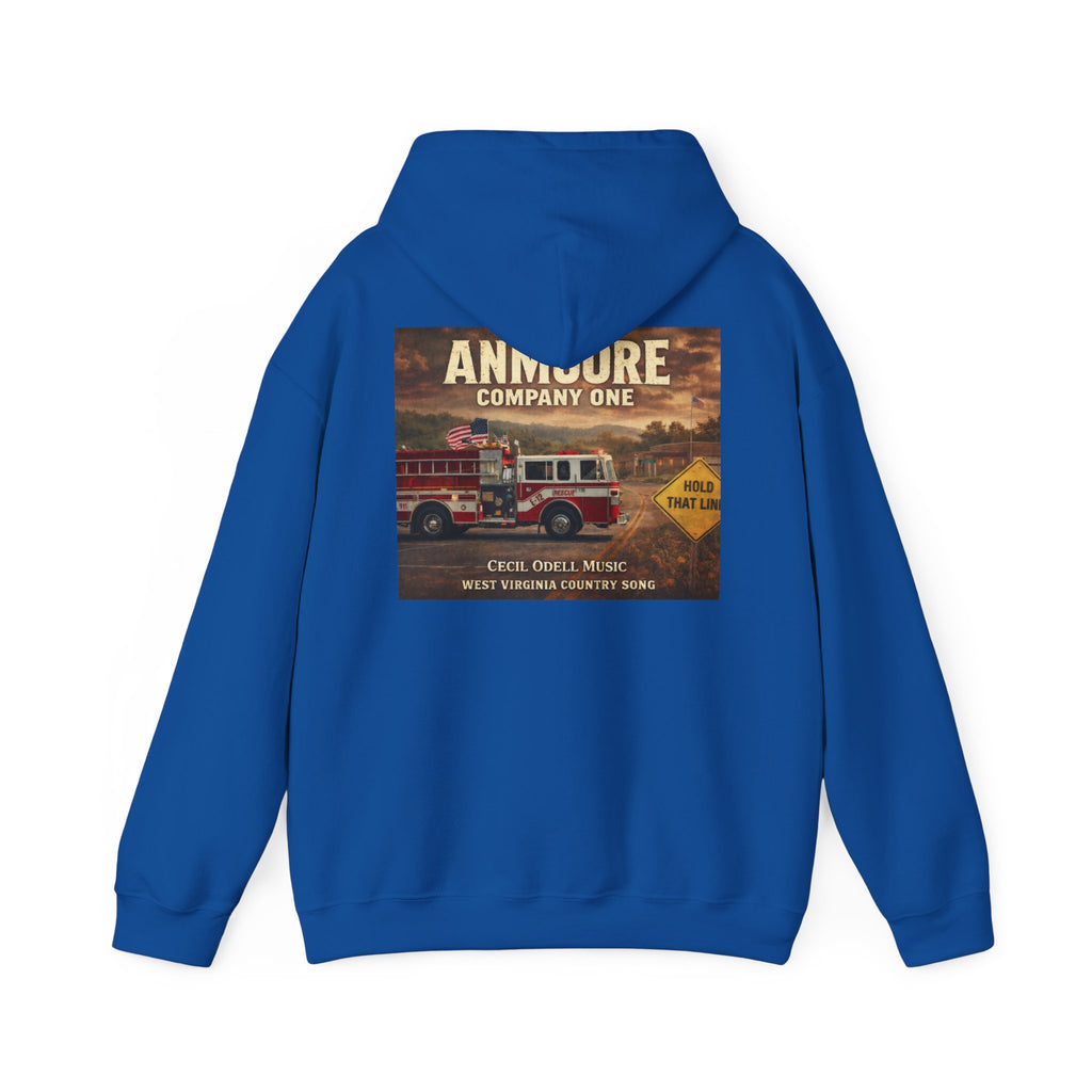 Firetruck Graphic Hoodie: Anmoore Company One Vintage Rescue Music Crewneck