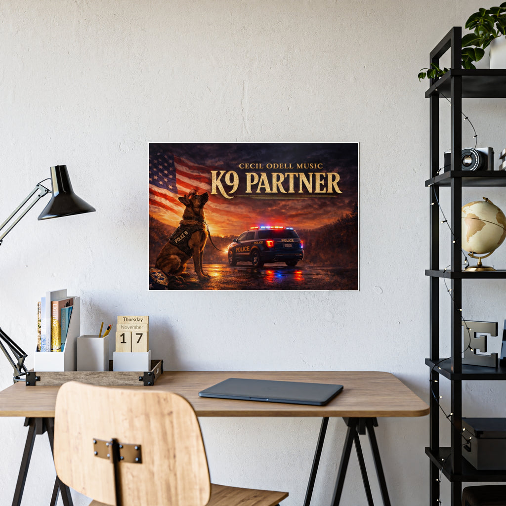 K9 Partner Gloss Poster: Patriotic Police K9 Tribute Wall Art