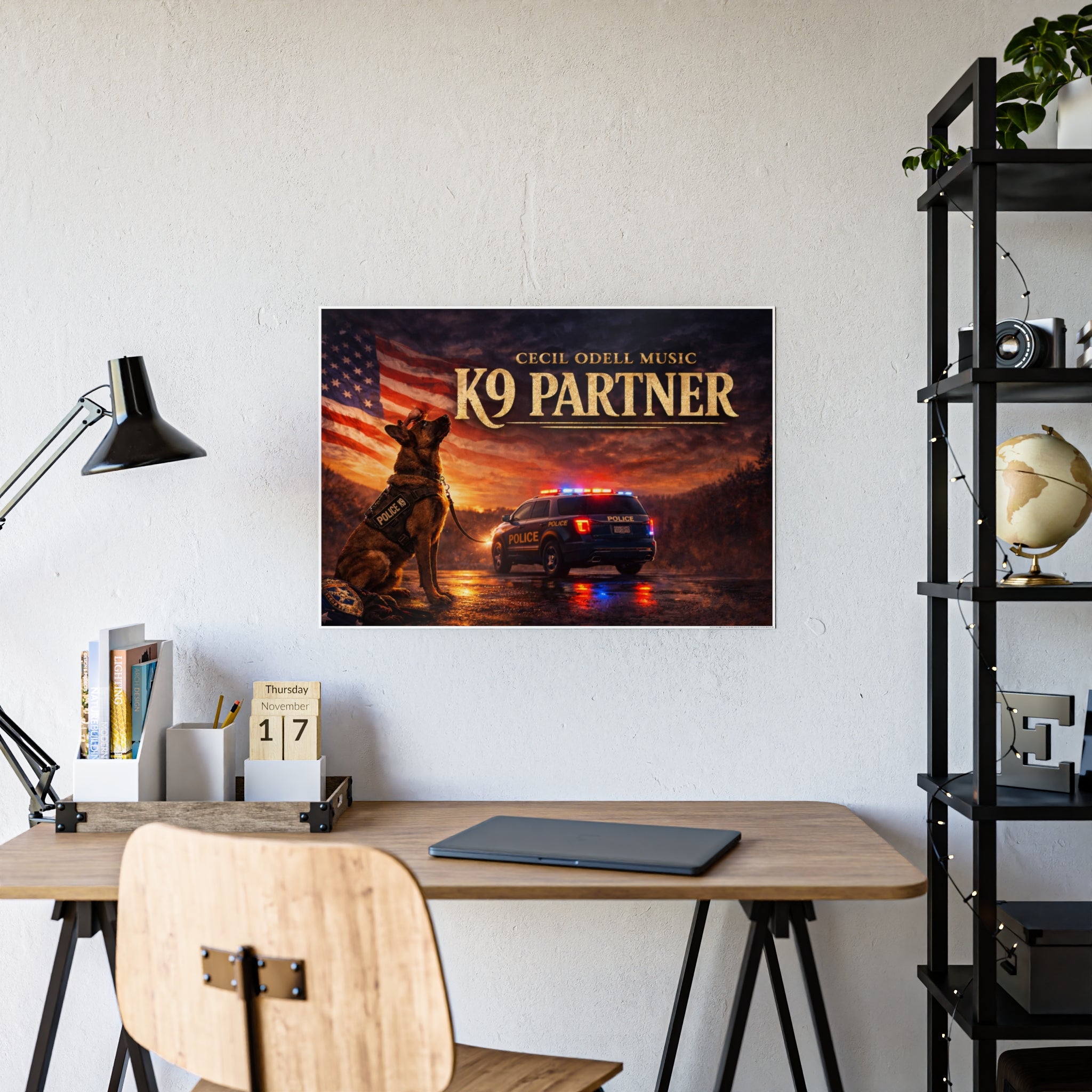K9 Partner Gloss Poster: Patriotic Police K9 Tribute Wall Art