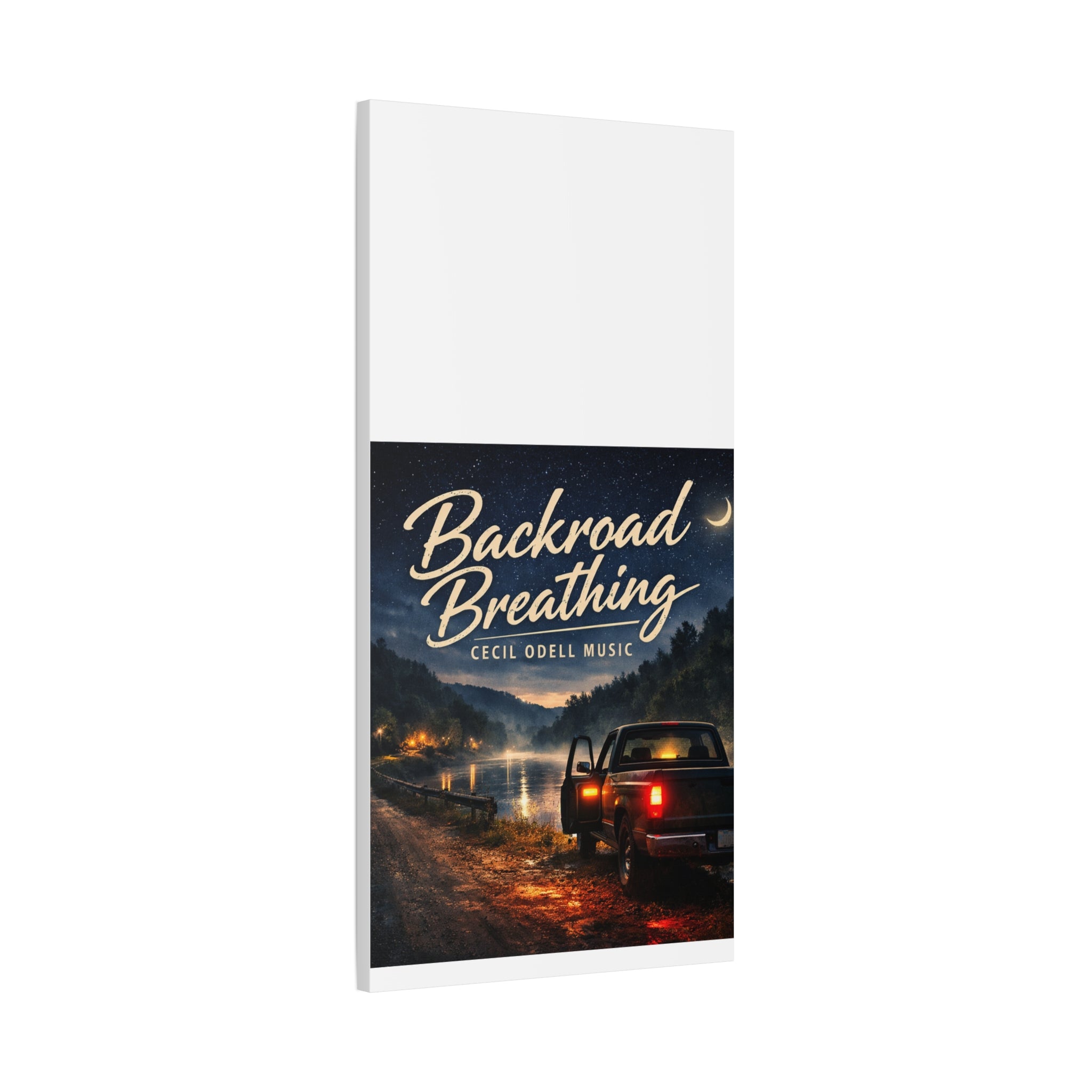 Backroad Breathing Matte Canvas Wall Art: Night Truck Landscape Music Print