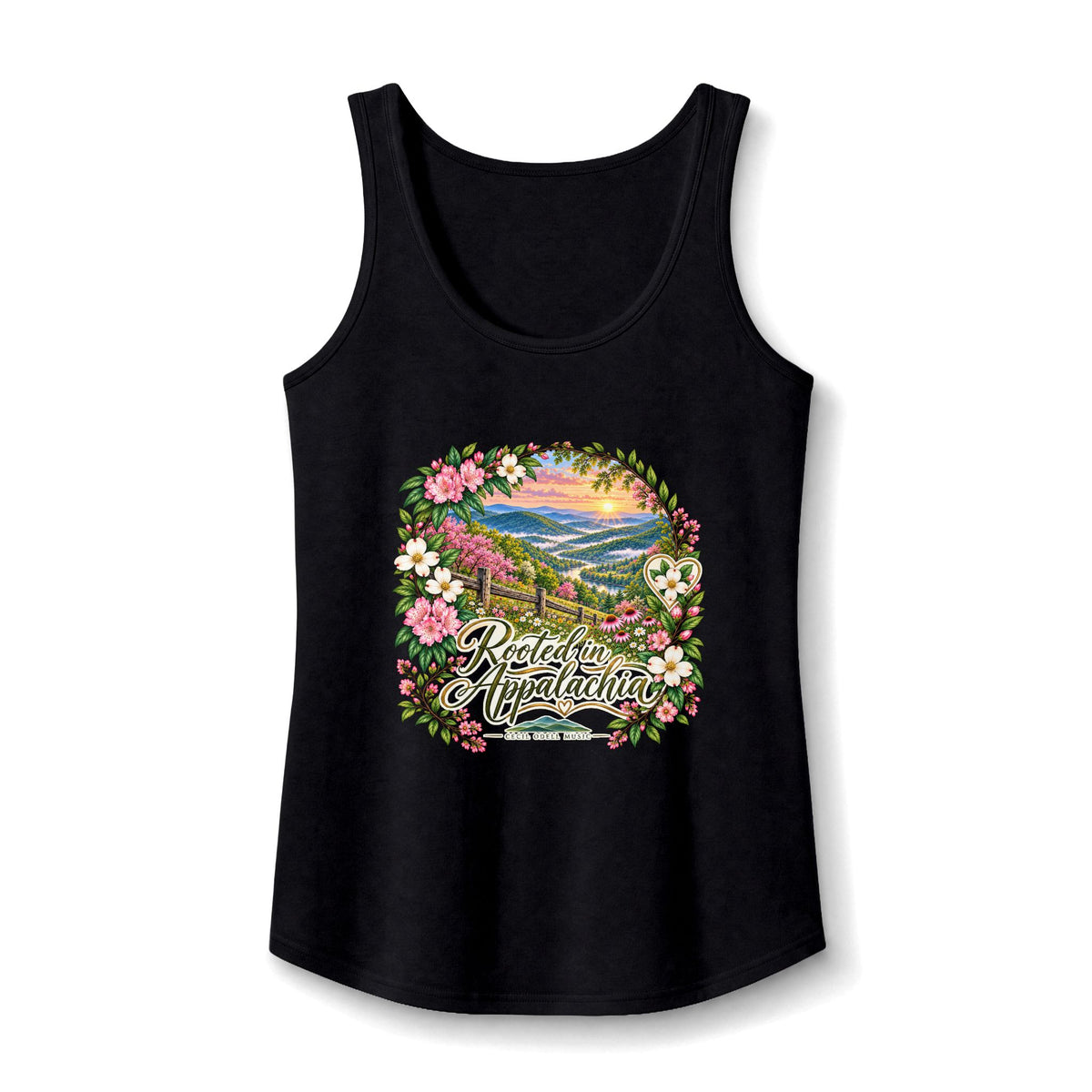 Appalachian Floral Tank Top — "Rooted in Appalachia" Scenic Women's Cotton Tank