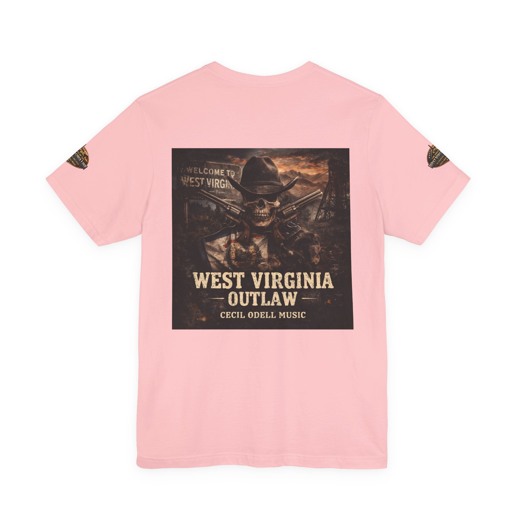 West Virginia Outlaw T-Shirt: Rustic Skull & Guns Country Graphic Tee