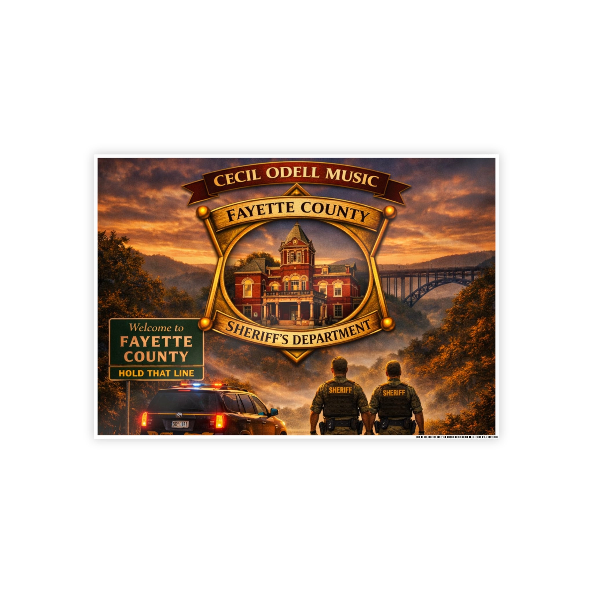 Fayette County Sheriff Badge Poster: 'Cecil Odell Music' Gloss Print