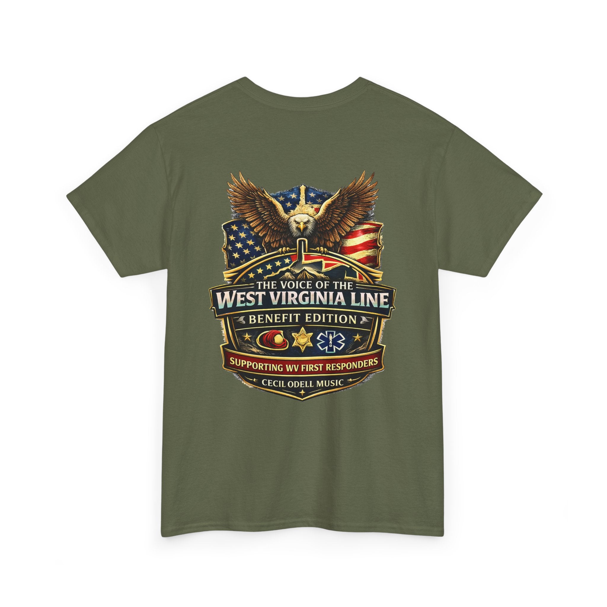 West Virginia Line Benefit Tee: Supporting First Responders (Eagle & Flag)