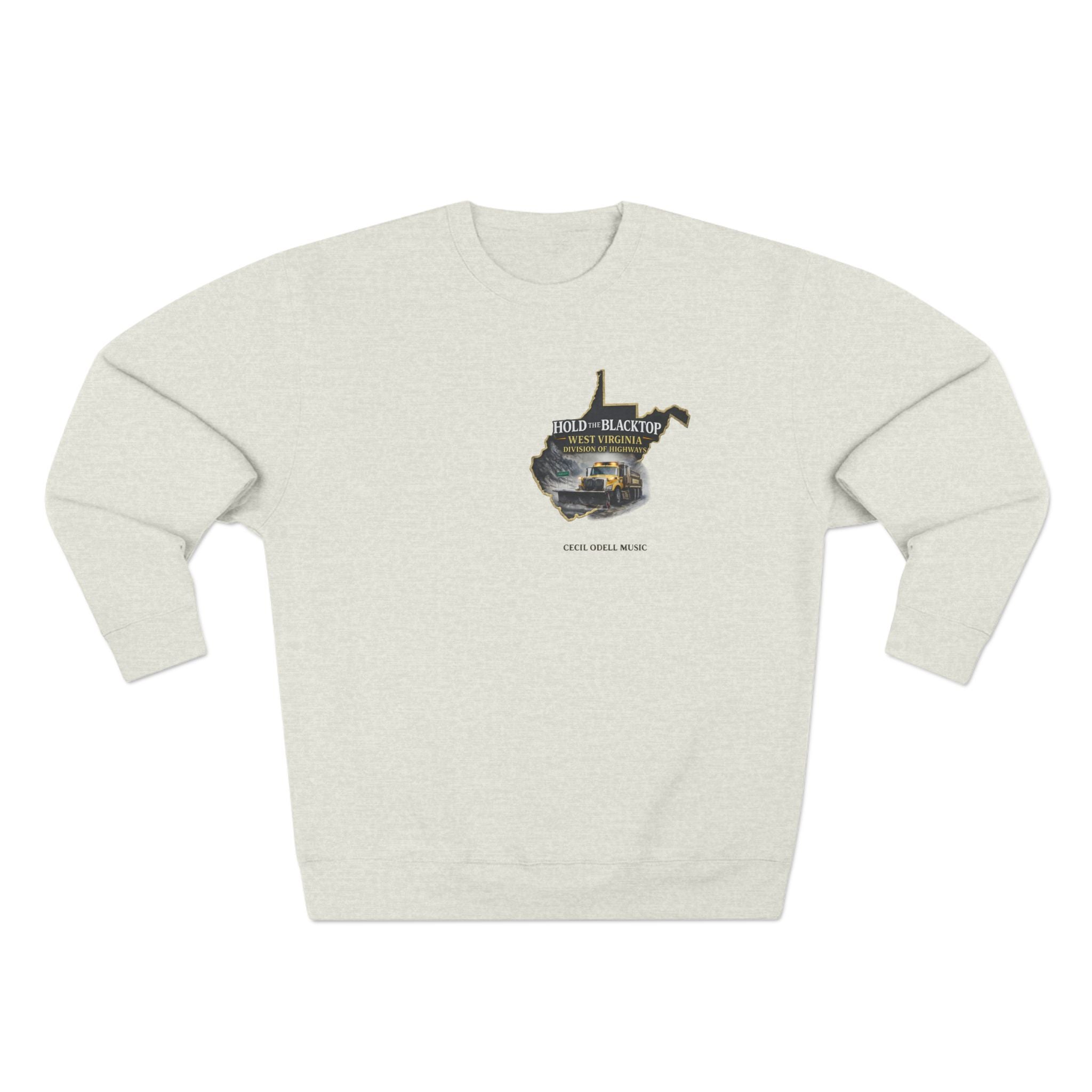 West Virginia Blacktop Crewneck Sweatshirt: 'Hold the Blacktop' State Graphic