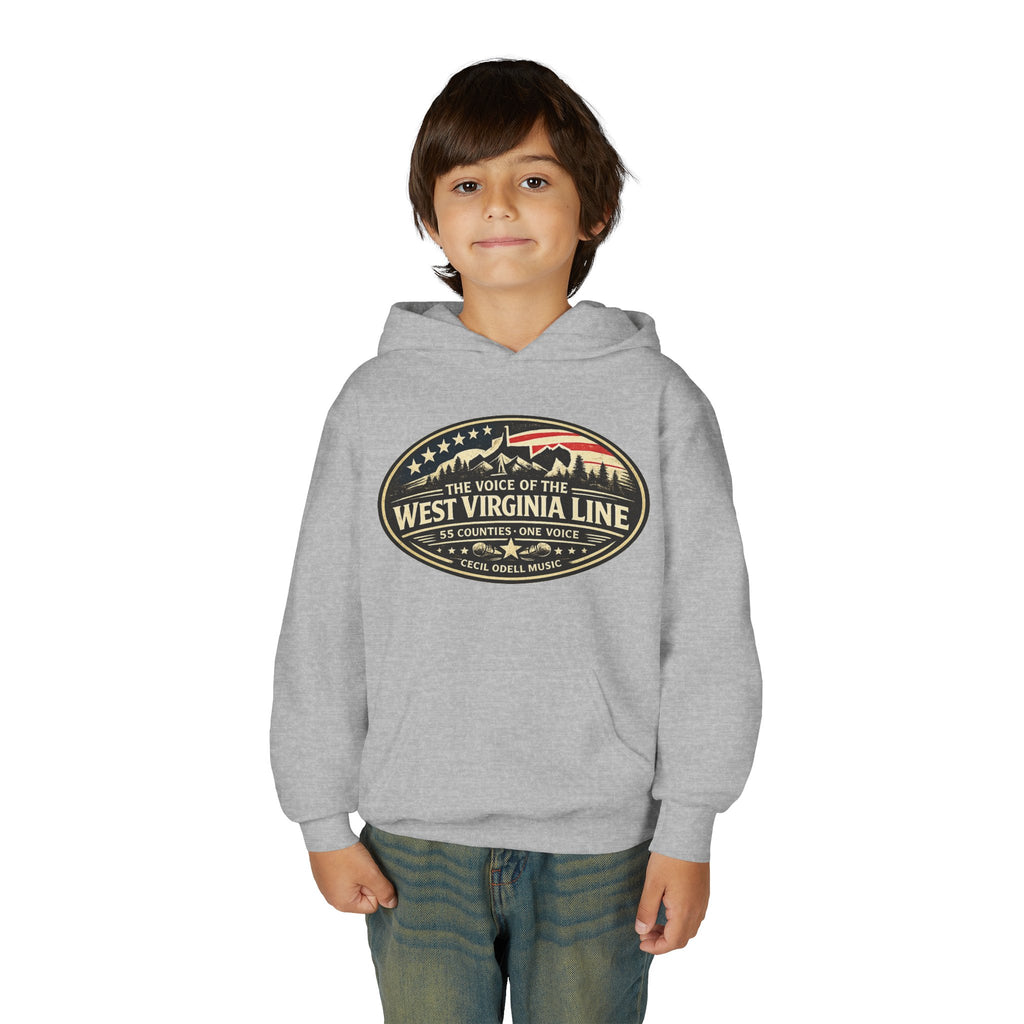 Youth Hoodie - '55 County Line' West Virginia Line Music Graphic Pullover