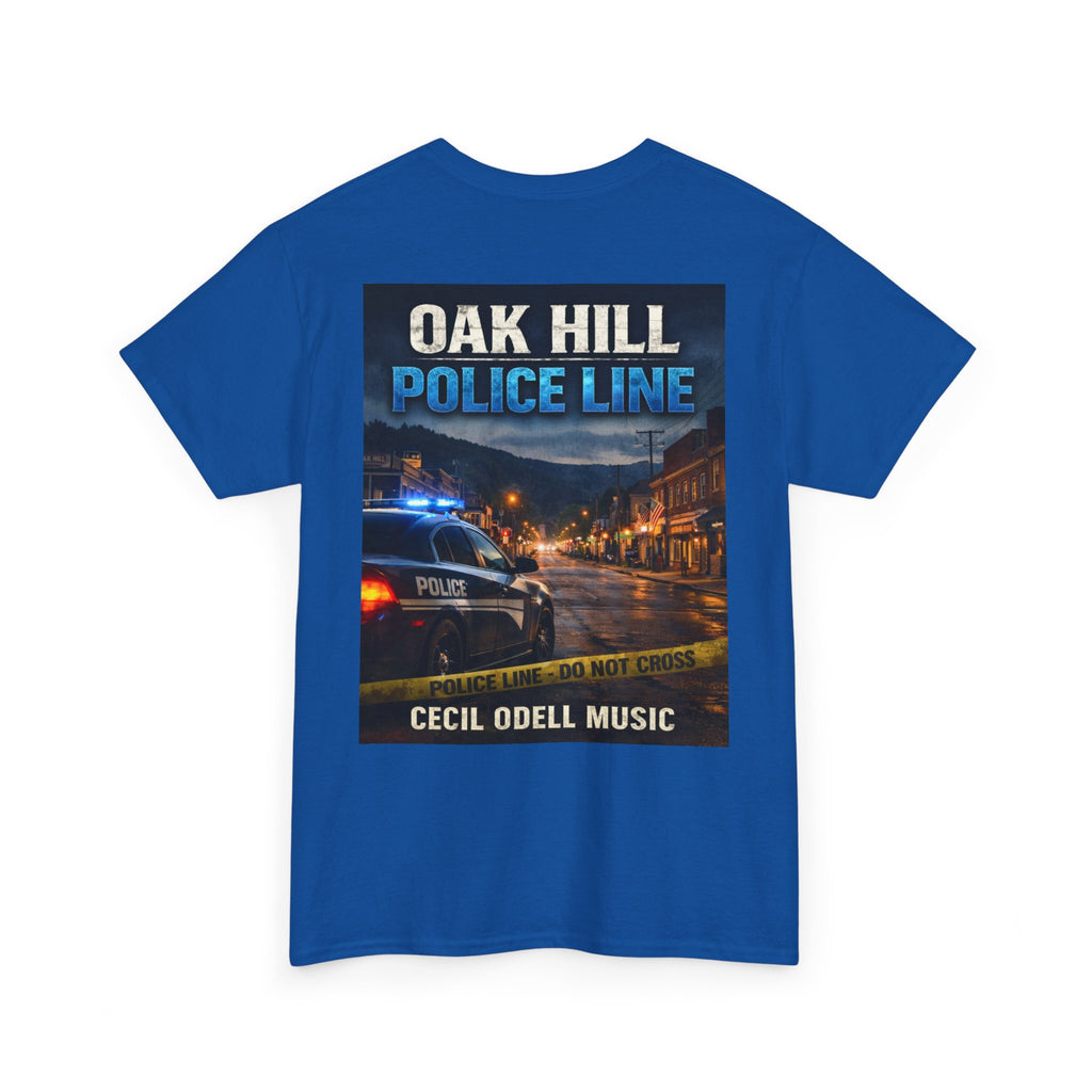 Oak Hill Police Line T-Shirt: 'Oak Hill Police Line' Graphic Tee (Cecil Odell Music)