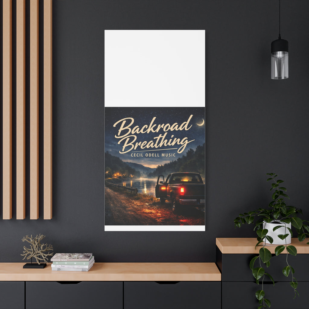 Backroad Breathing Matte Canvas Wall Art: Night Truck Landscape Music Print